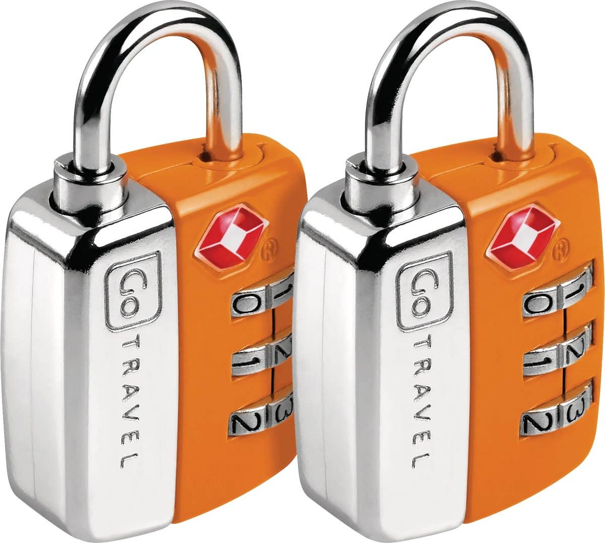 Go Travel Combi Twin TSA Padlocks (Set of 2) – orange, front view