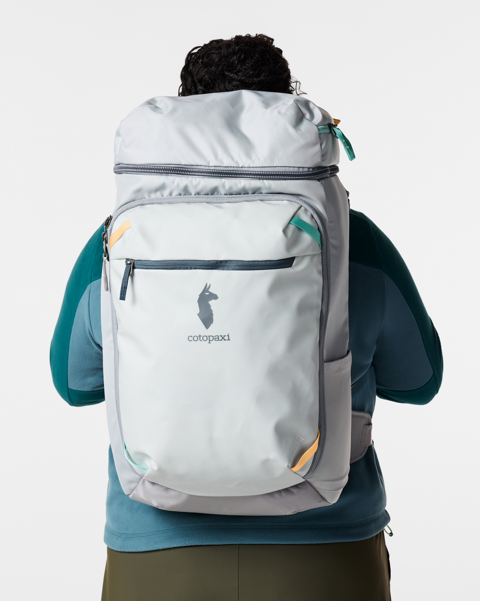 Cotopaxi Allpa 50L Adventure Travel Pack in Vapor and Smoke — angle view 12