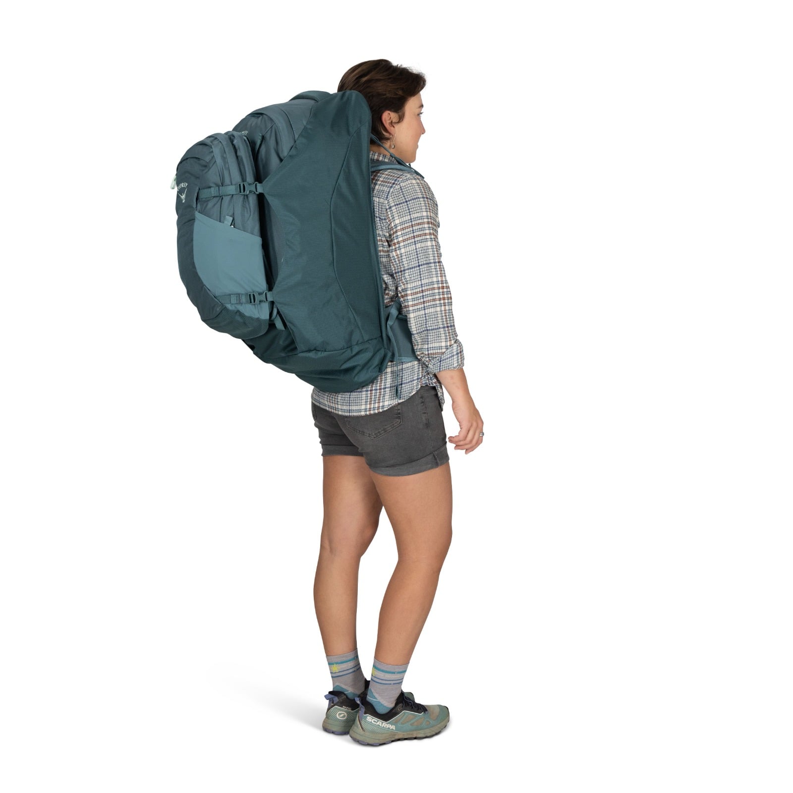Osprey Fairview 70 Women's Travel Pack 70L in Cascade Blue-Torrent Blue — lifestyle 2