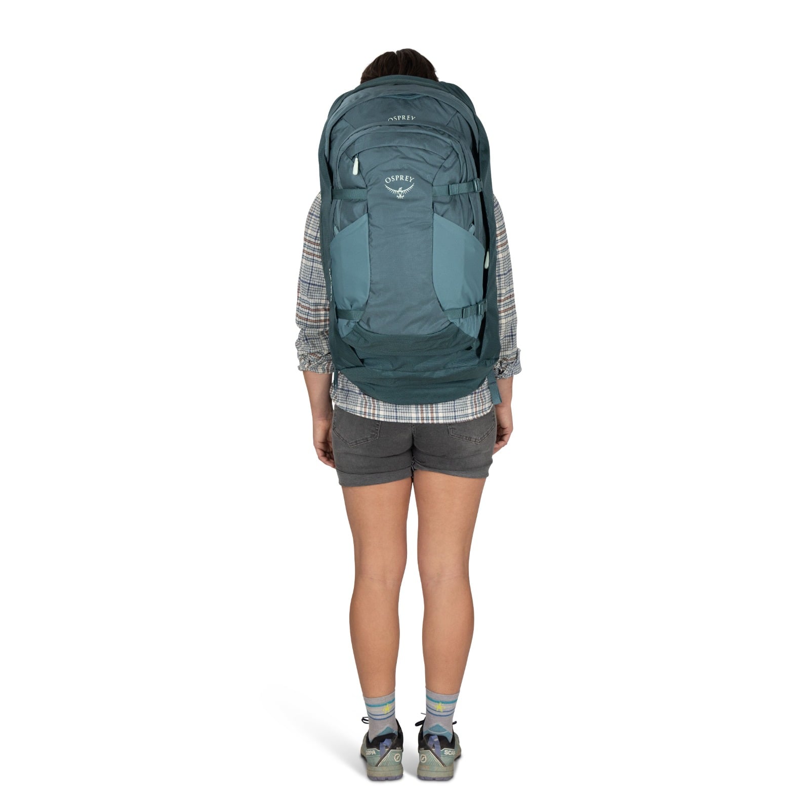 Osprey Fairview 70 Women's Travel Pack 70L in Cascade Blue-Torrent Blue — lifestyle 3