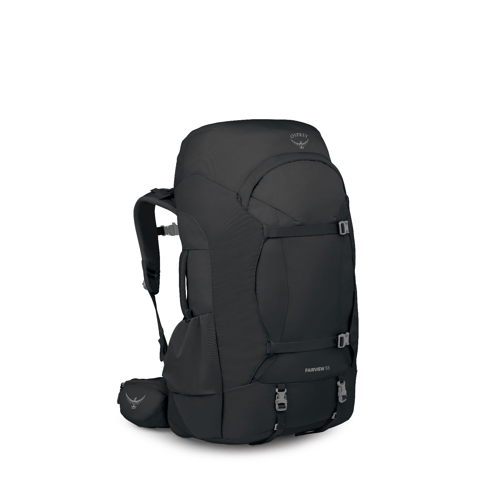 Osprey Fairview Trek 55 Women's Travel Backpack 55L in Black — front view