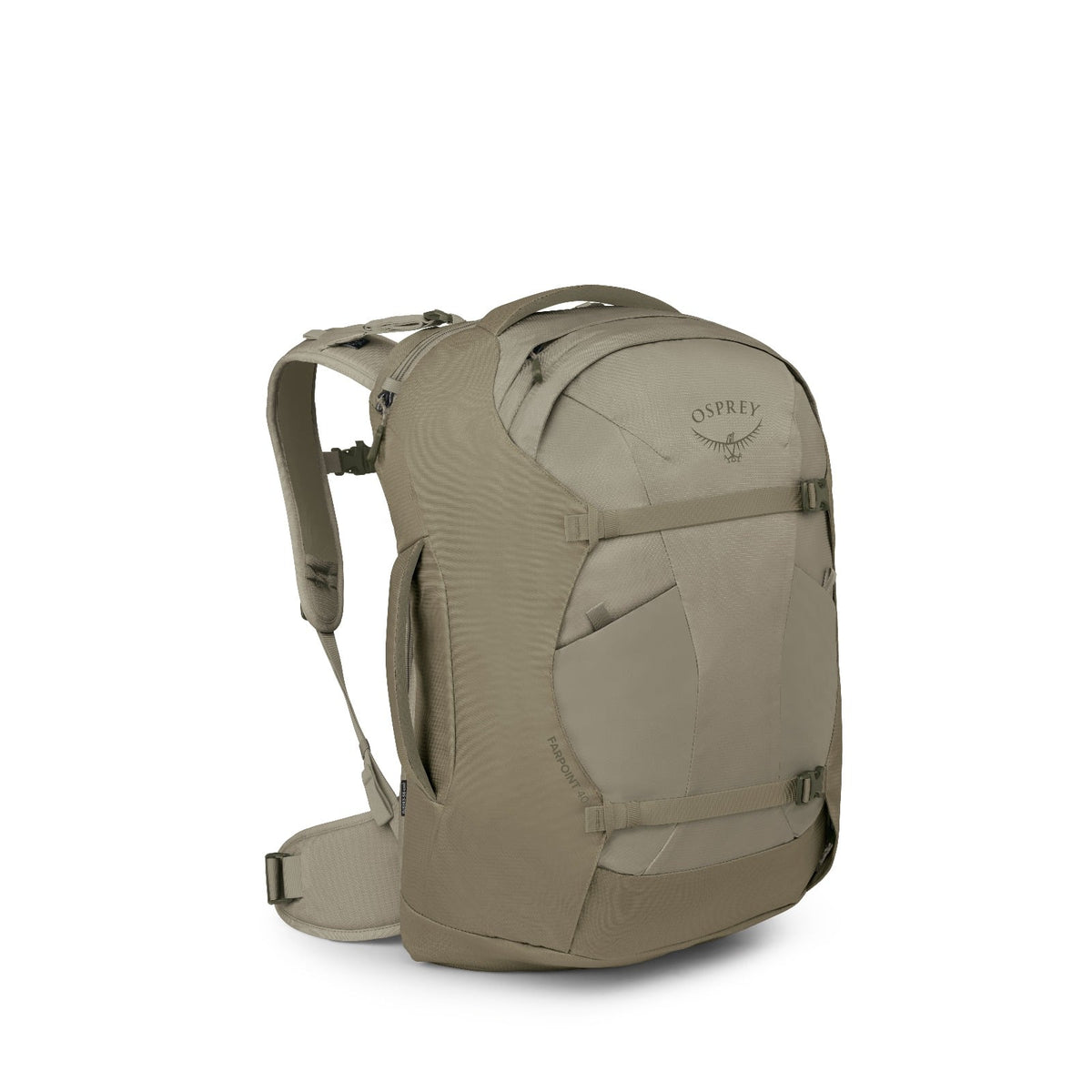 Osprey Farpoint Travel Pack-40L in Sawdust Tan — front view # color_Sawdust Tan