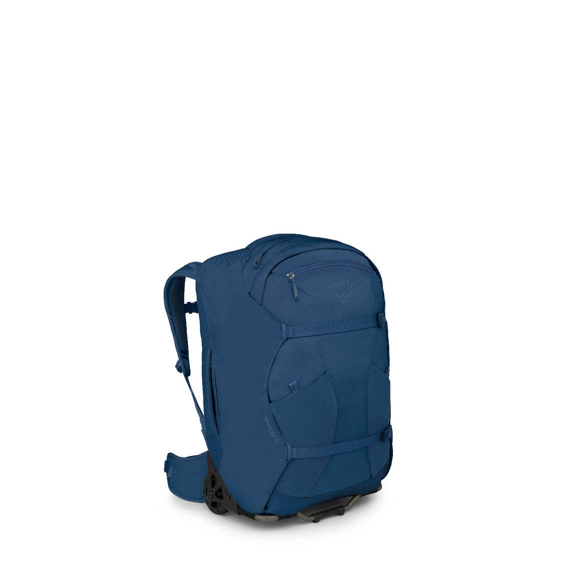 Osprey Farpoint Wheeled Travel Pack Carry-On 36L/21.5" in Antique Blue — angle view 3
