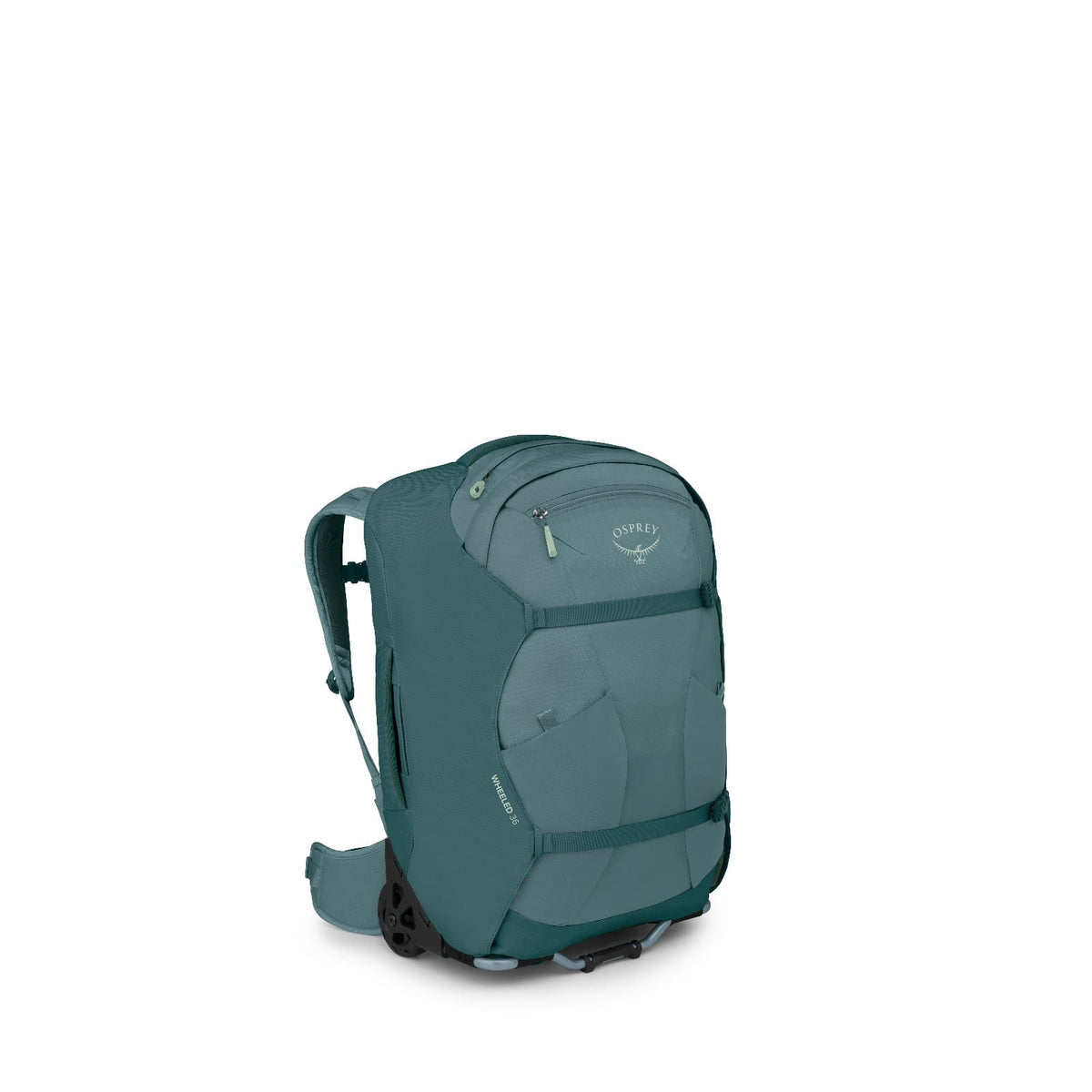 Osprey Farpoint Wheeled Travel Pack Carry-On 36L/21.5" in Cascade Blue-Torrent Blue — angle view 3