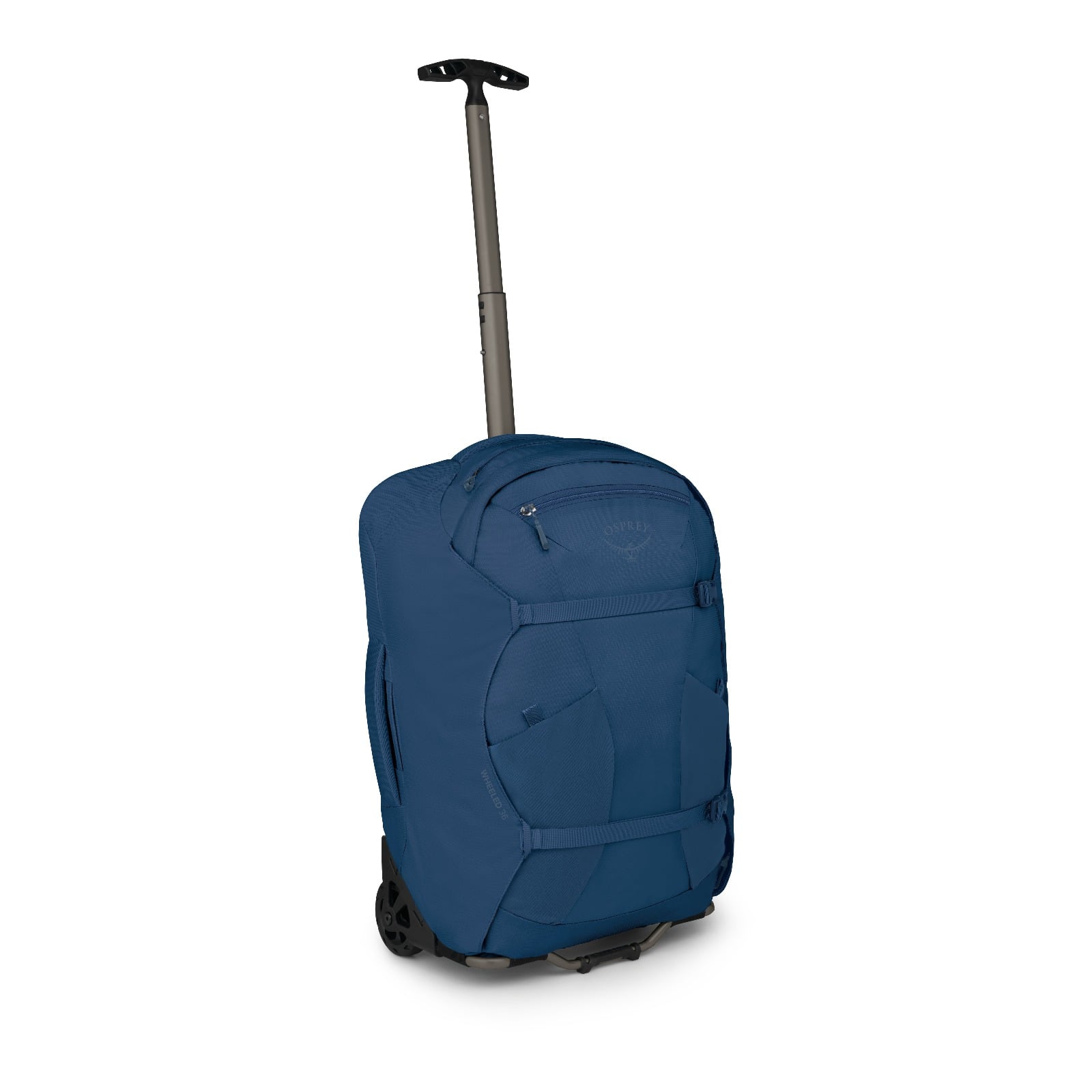 Osprey Farpoint Wheeled Travel Pack Carry-On 36L/21.5" in Antique Blue — front view # color_Antique Blue