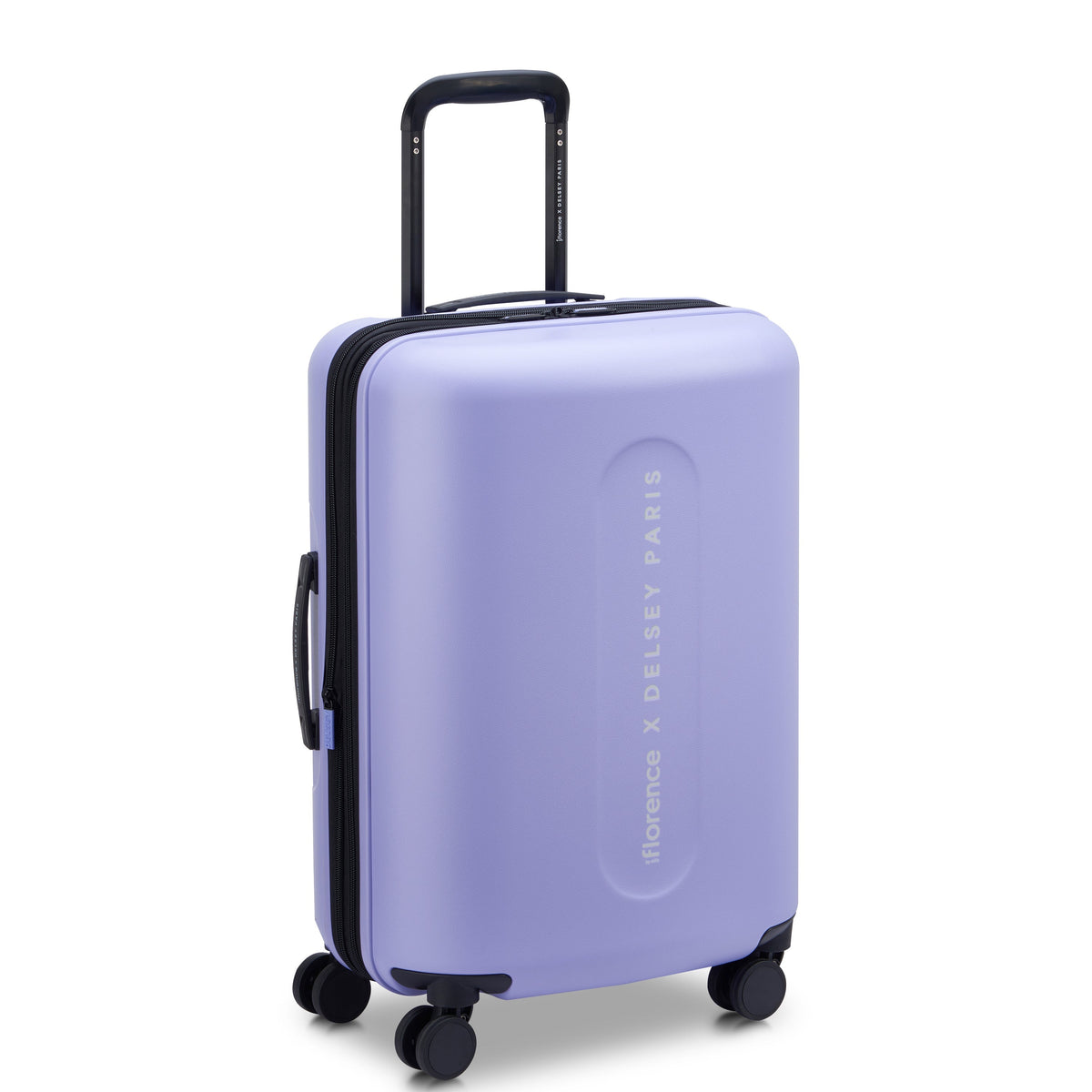 Delsey Catch Flights Carry-On Plus Expandable Spinner in Lavender — front view