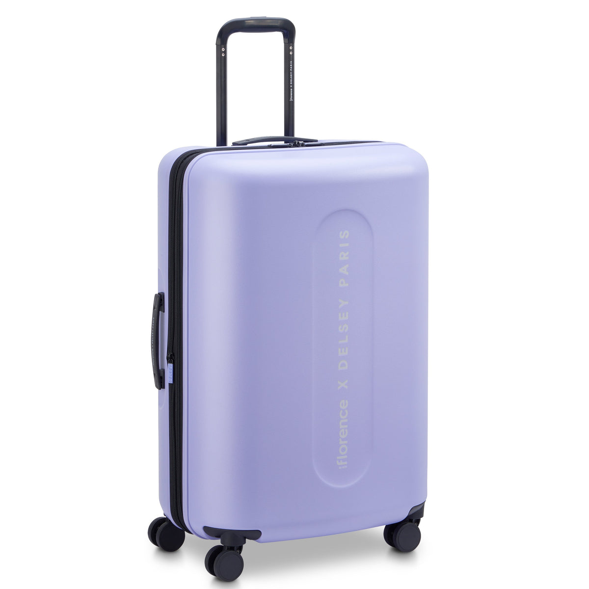 Delsey Catch Flights Medium Expandable Spinner in Lavender — front view