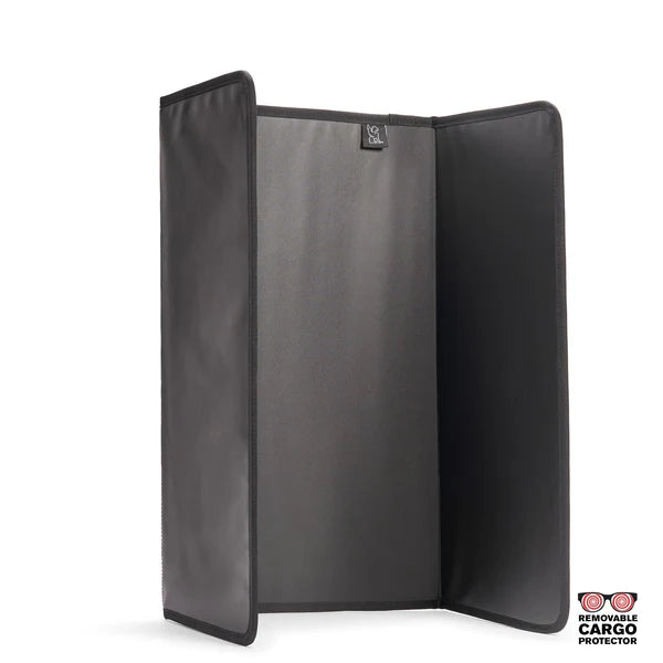 Chrome Industries Barrage Pro Pack 80L backpack – black, rolltop liner shown open and flat