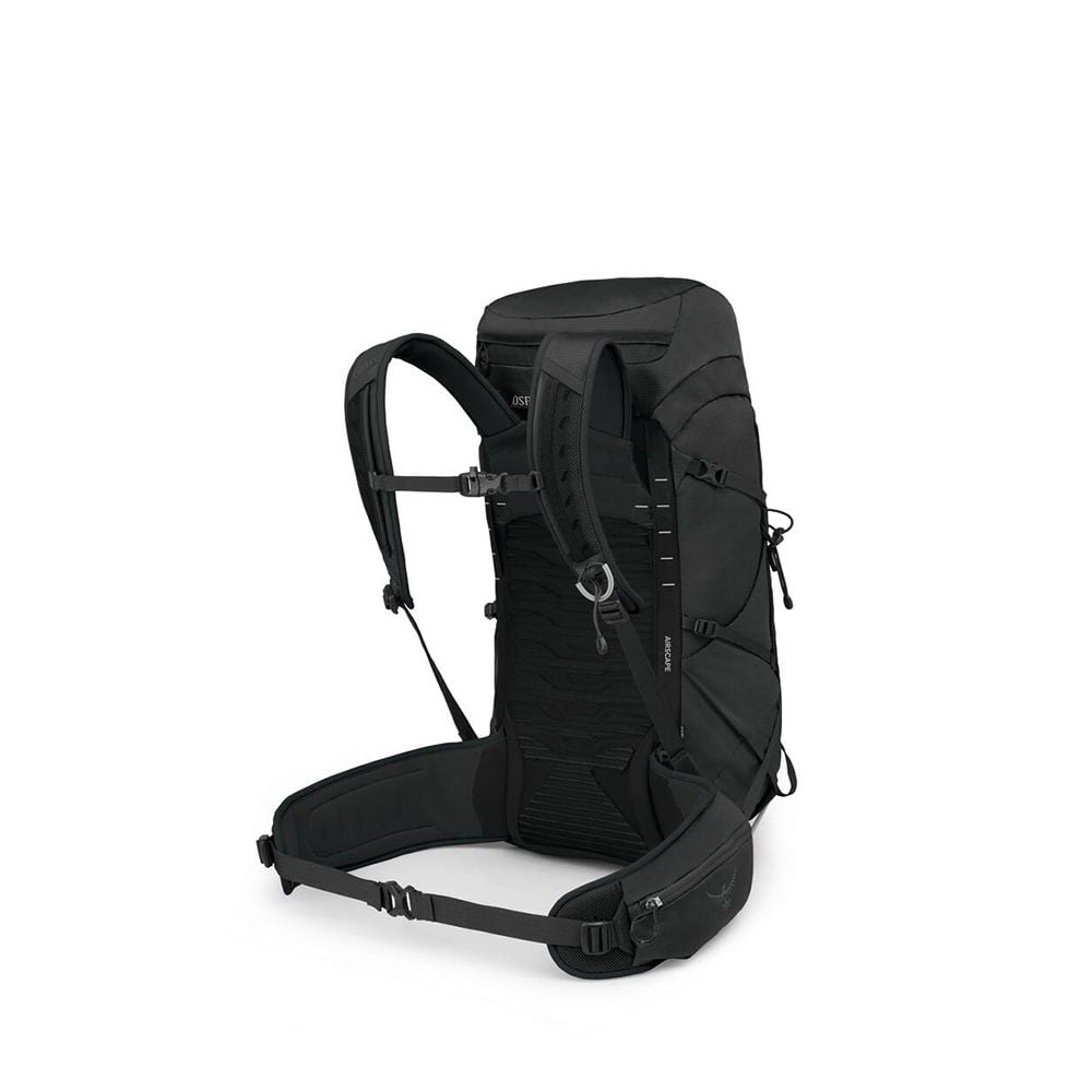 Osprey Talon 33 Extended Fit Hiking Backpack 33L in Black/Coal Grey — back view