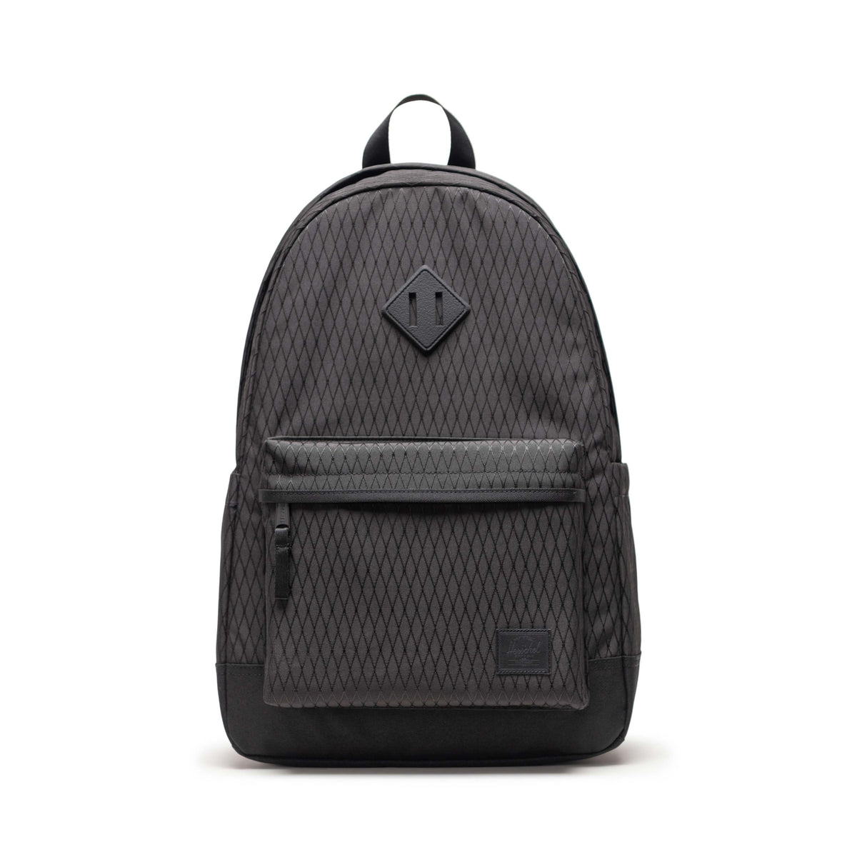 Herschel Heritage Backpack 24L in Black Diamond/Black — front view # color_Black Diamond/Black