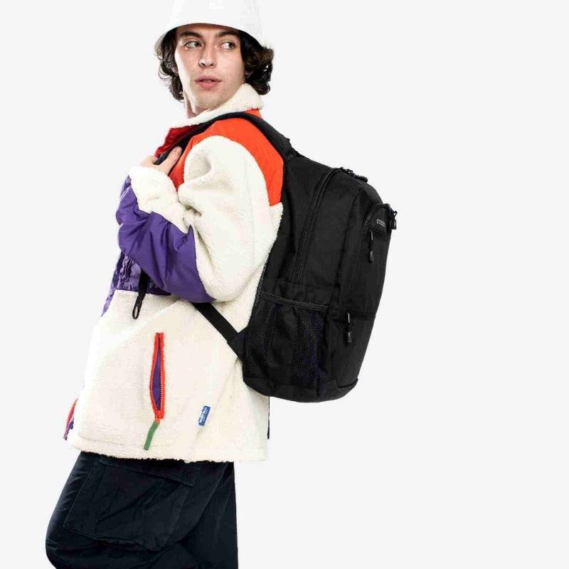 J World Dexter Laptop Backpack in Black — back view # color_Black