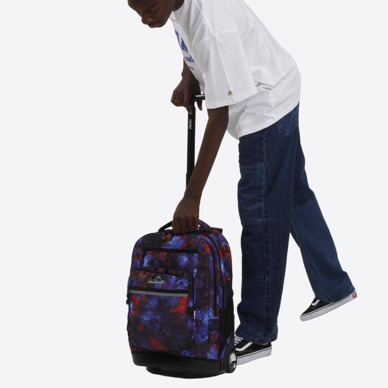 J World Sundance Laptop Rolling Backpack (20 Inch) in Galaxy — back view # color_Galaxy