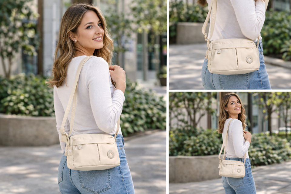 BoBo Crossbody Bag in White - nylon