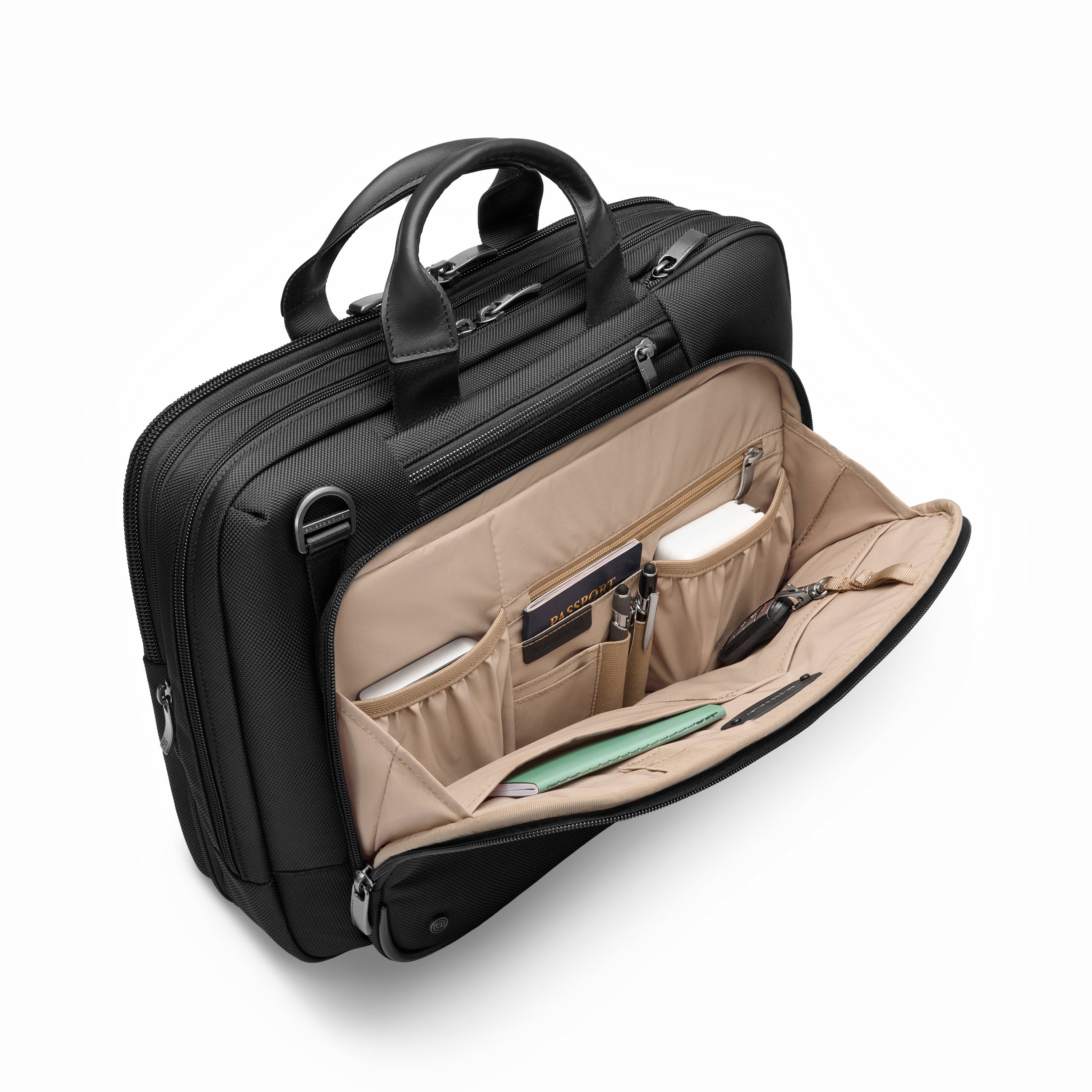 Briggs & Riley @work Medium Expandable Brief in Black — interior view 2 # color_Black
