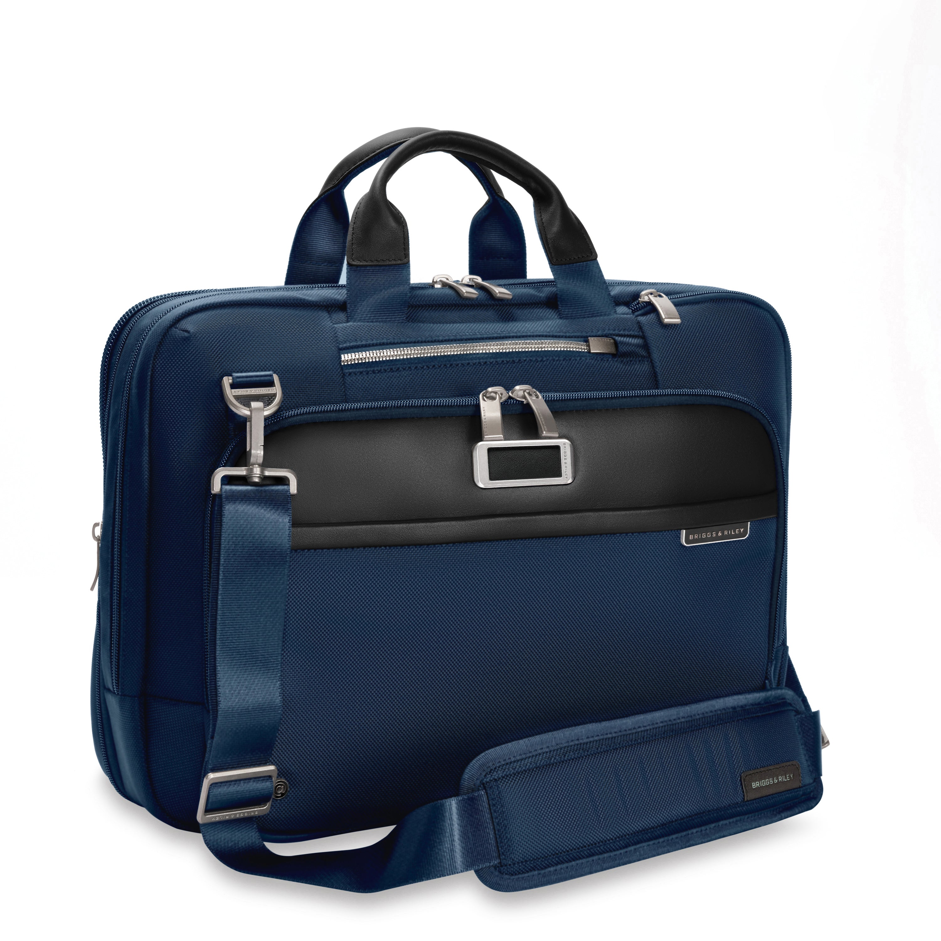 Briggs & Riley @work Medium Expandable Brief in Navy — angle view 2 # color_Navy
