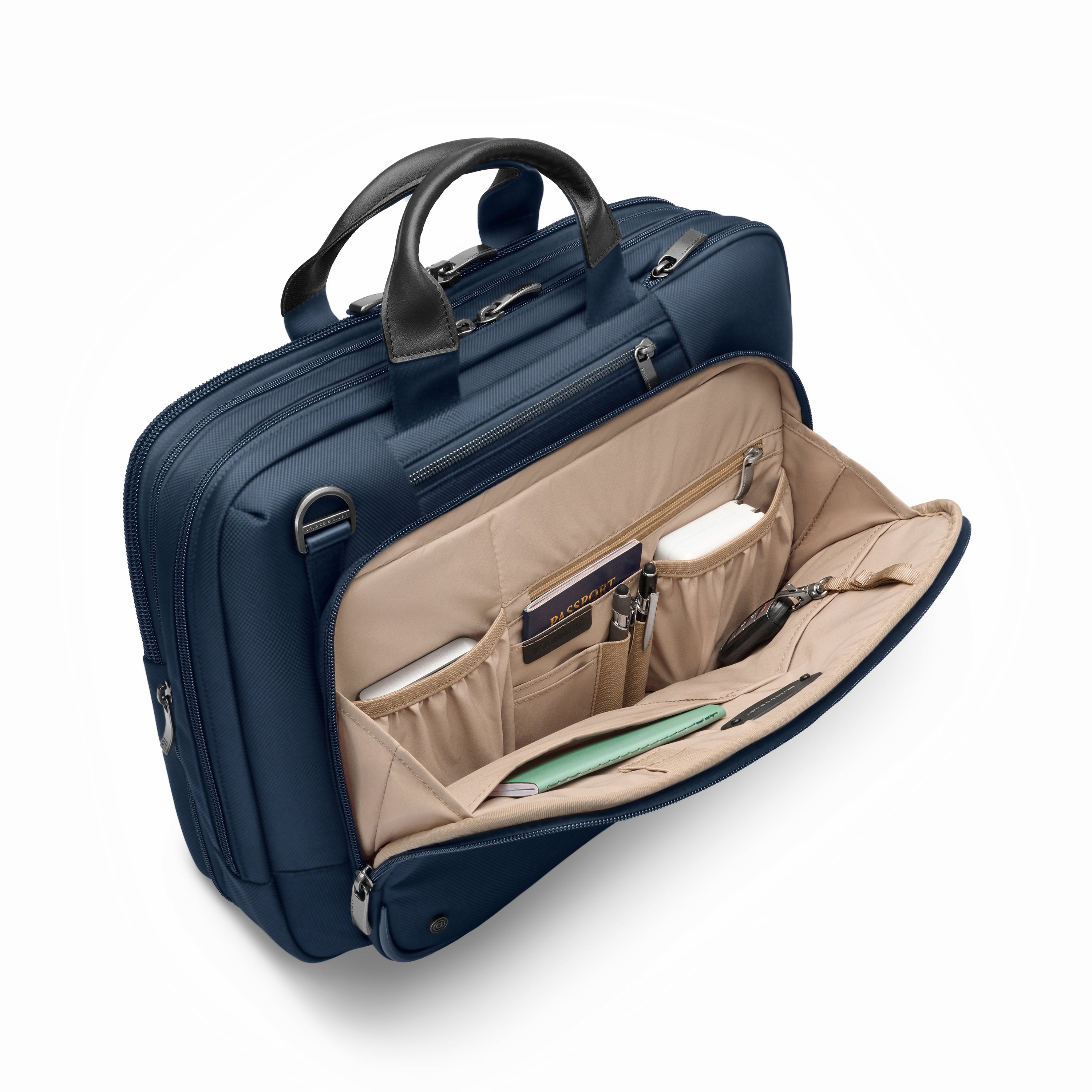 Briggs & Riley @work Medium Expandable Brief in Navy — interior view 2 # color_Navy