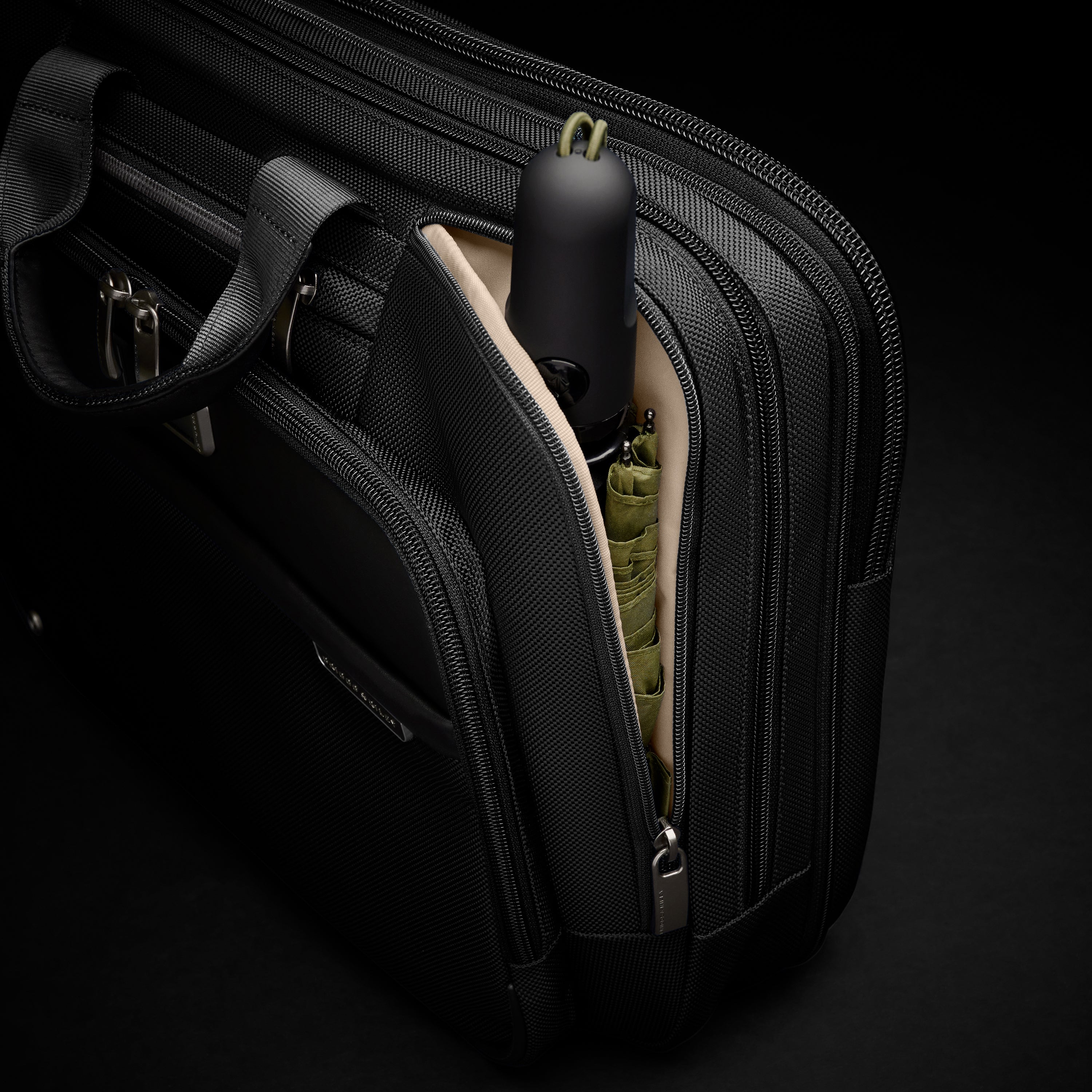 Briggs & Riley @work Medium Expandable Brief in Black — detail view 3 # color_Black