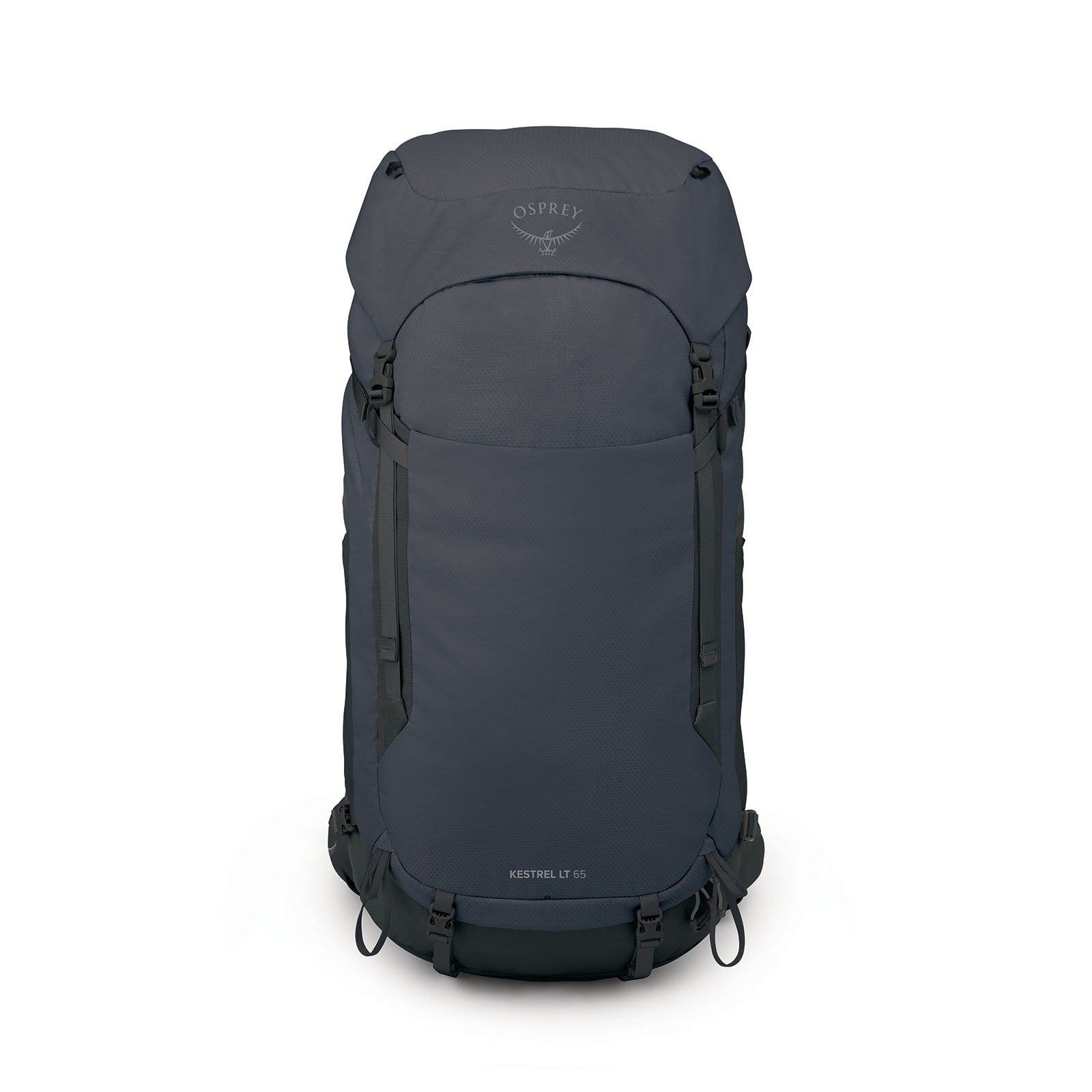 Osprey Kestrel LT 65 Backpacking Pack 65L in Black — front view