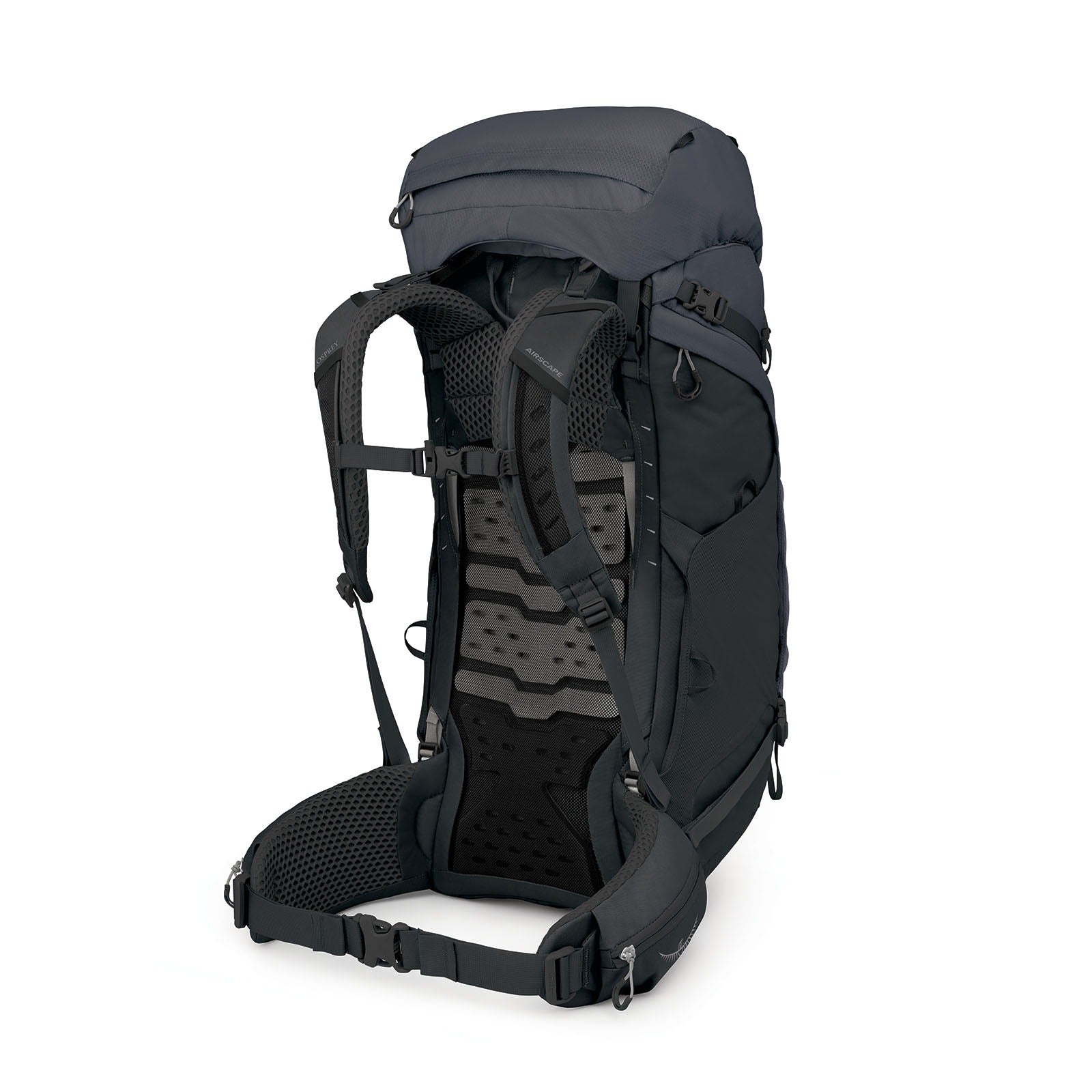 Osprey Kestrel LT 65 Backpacking Pack 65L in Black — angle view 4