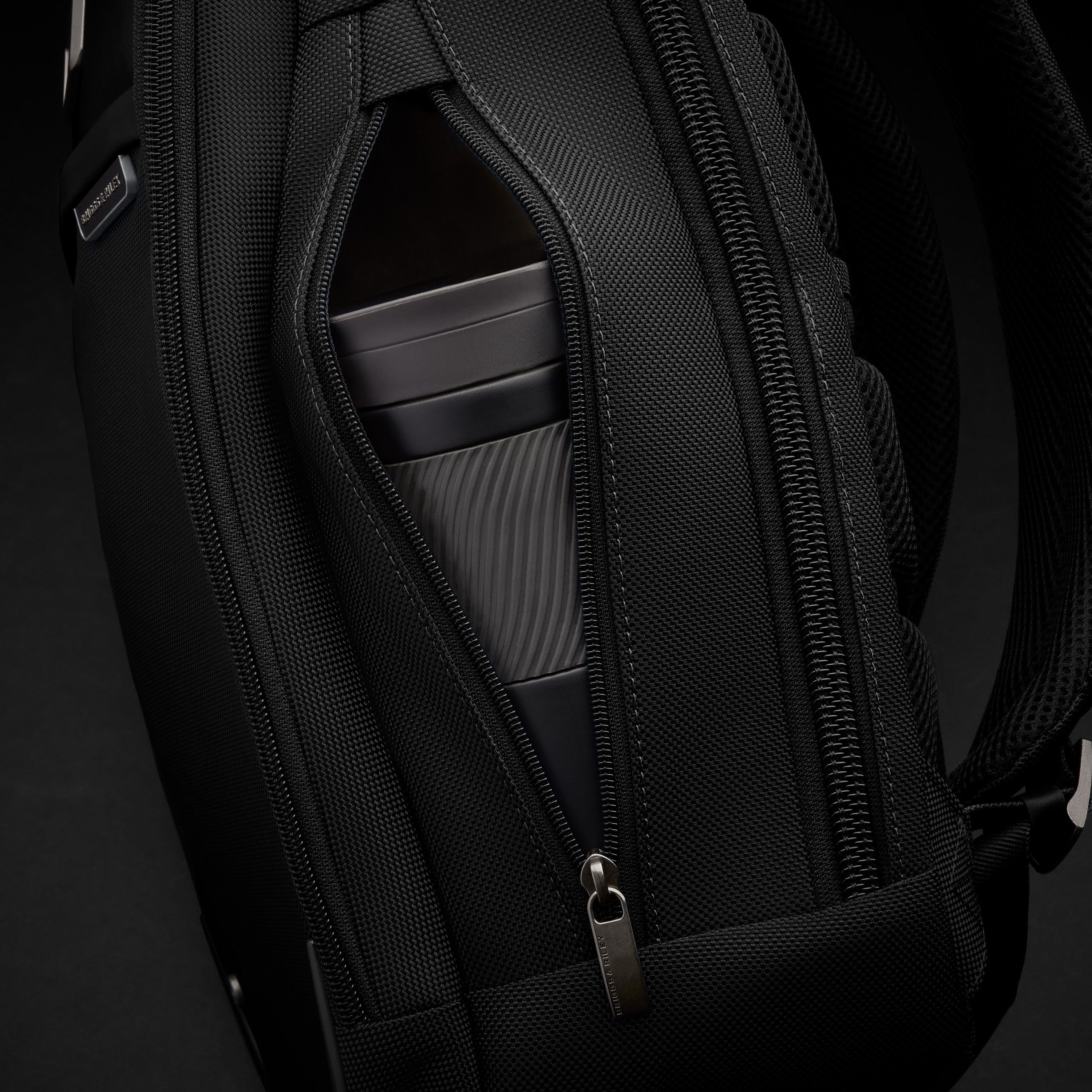 Briggs & Riley @work Slim Backpack in Black — detail view # color_Black