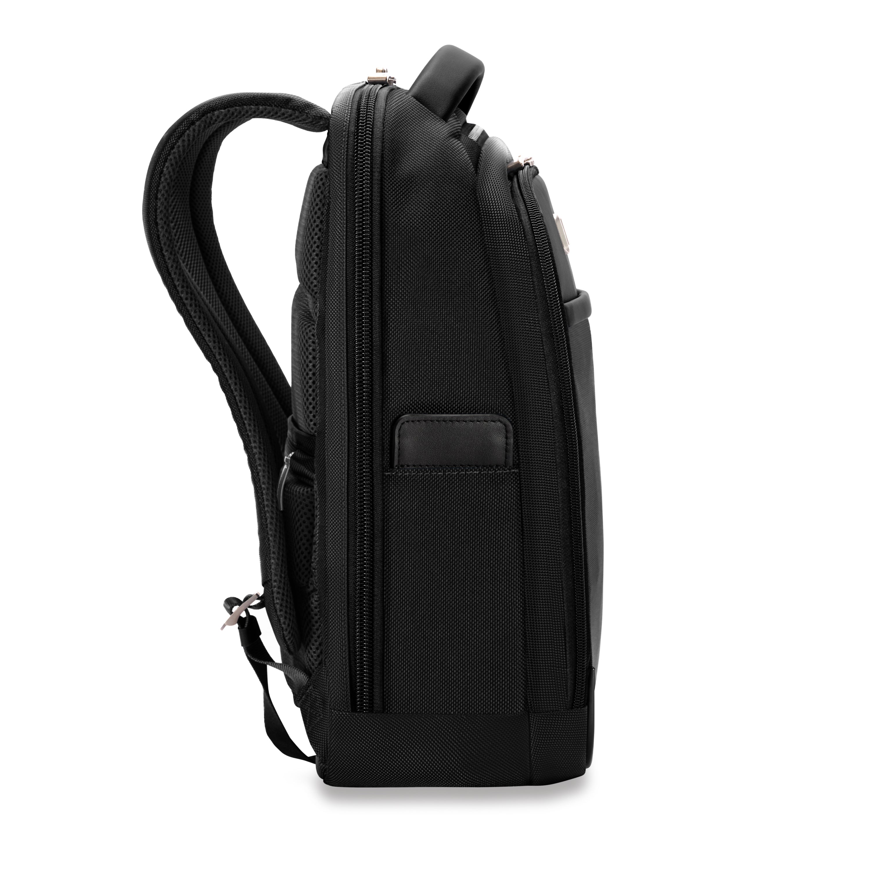 Briggs & Riley @work Slim Backpack in Black — side view # color_Black