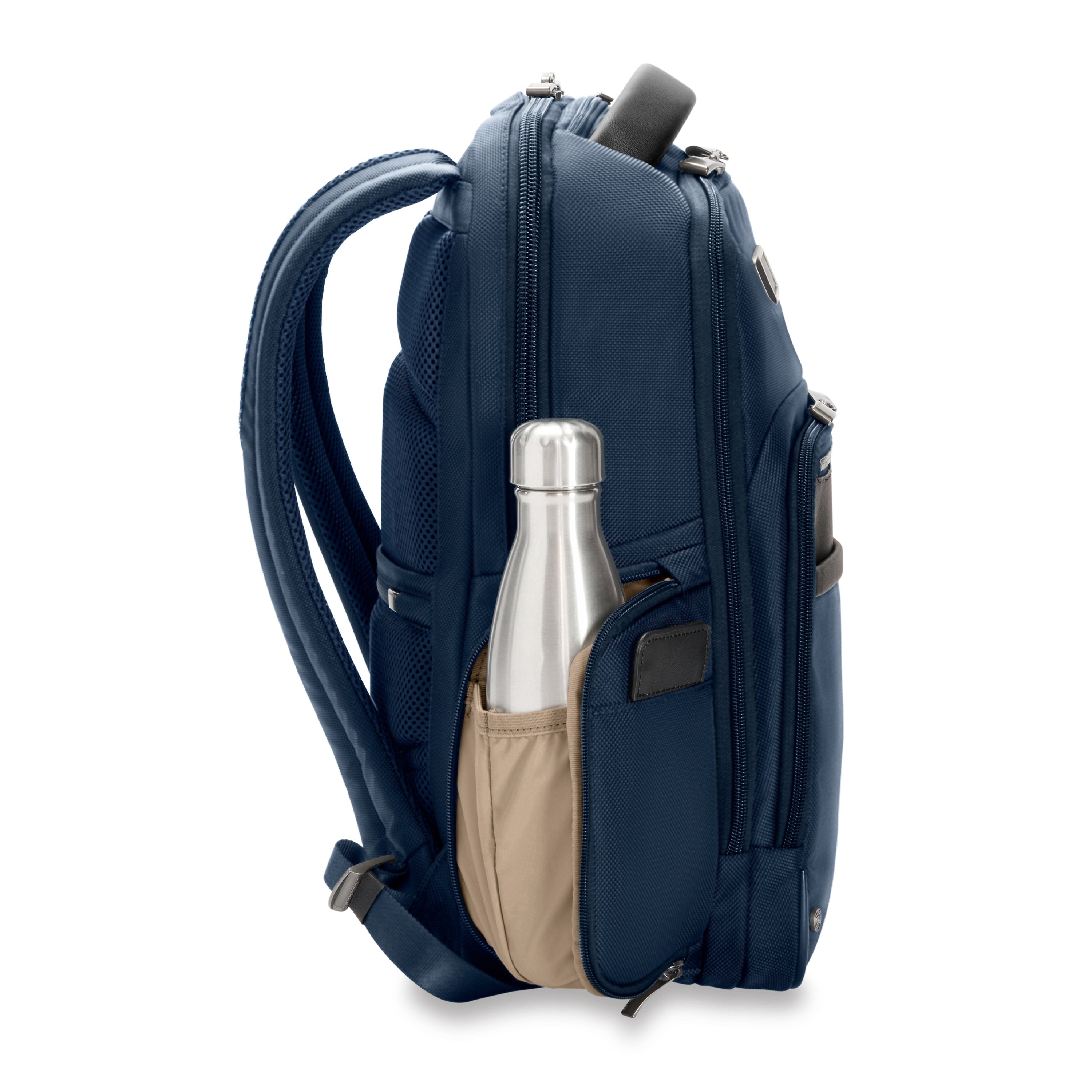 Briggs & Riley @work Medium Backpack in Navy — side view # color_Navy