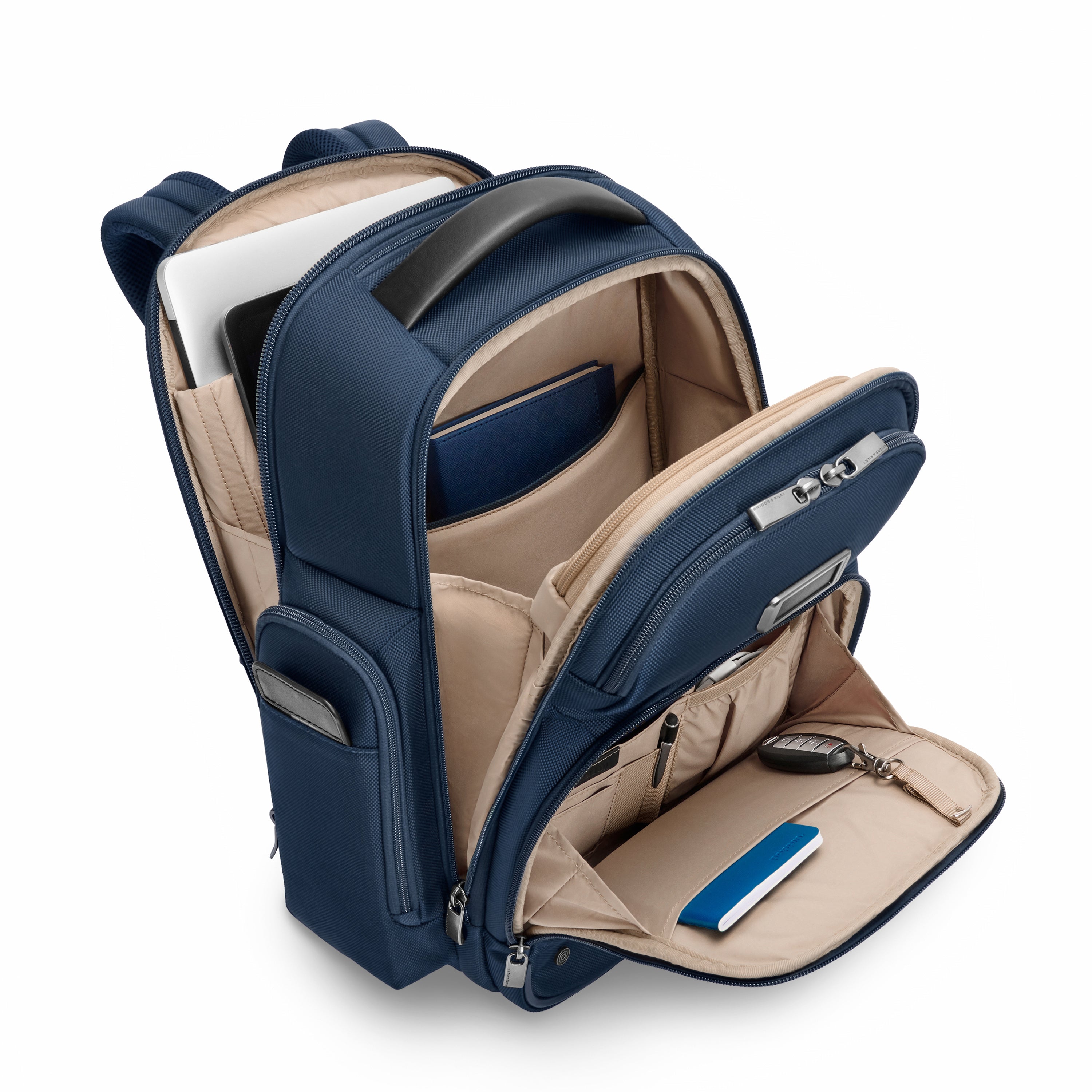 Briggs & Riley @work Medium Cargo Backpack in Navy — interior view 2 # color_Navy