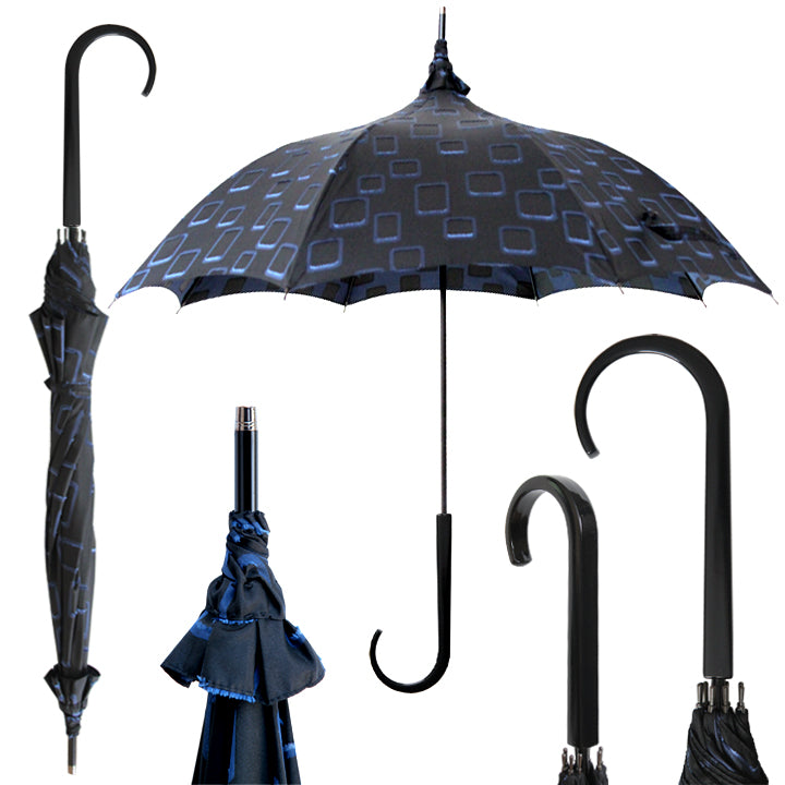 Vista 08020 High Fashion Pagoda Parasol Umbrella in Blue — angle view 2