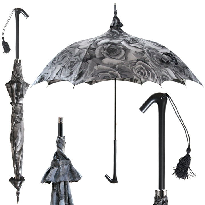 Vista 08020 High Fashion Pagoda Parasol Umbrella in Silver — angle view 2