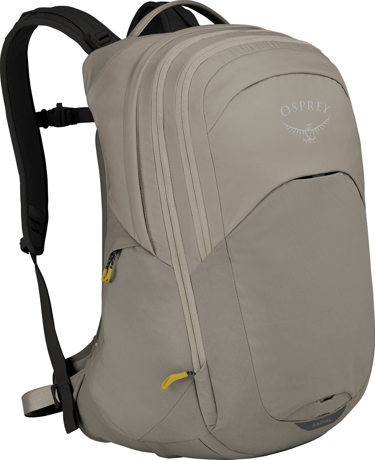Osprey Radial Backpack 34L in Tan Concrete — front view # color_Tan Concrete