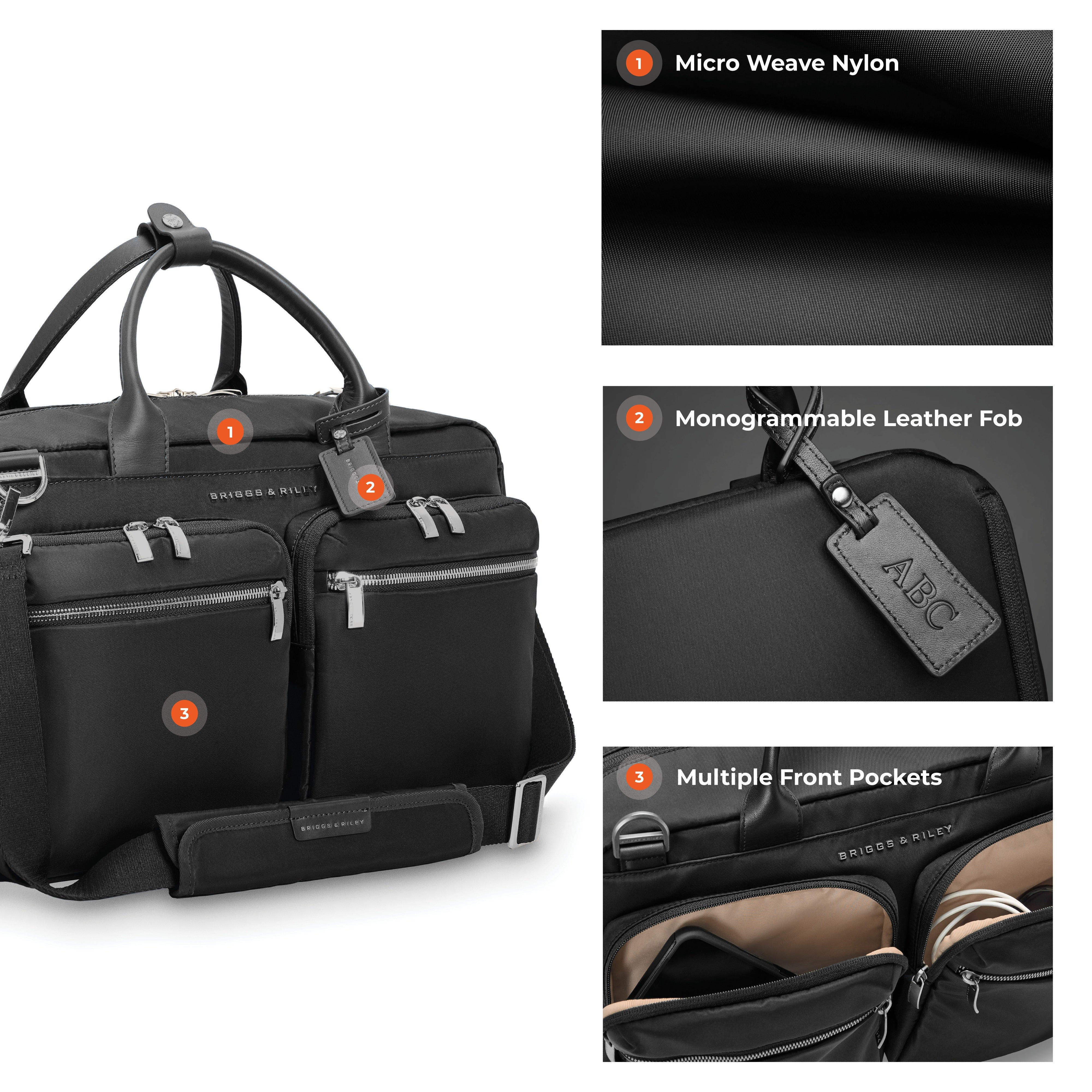 Briggs & Riley Rhapsody Multi-Pocket Cabin Bag in Black — detail view 3 # color_Black