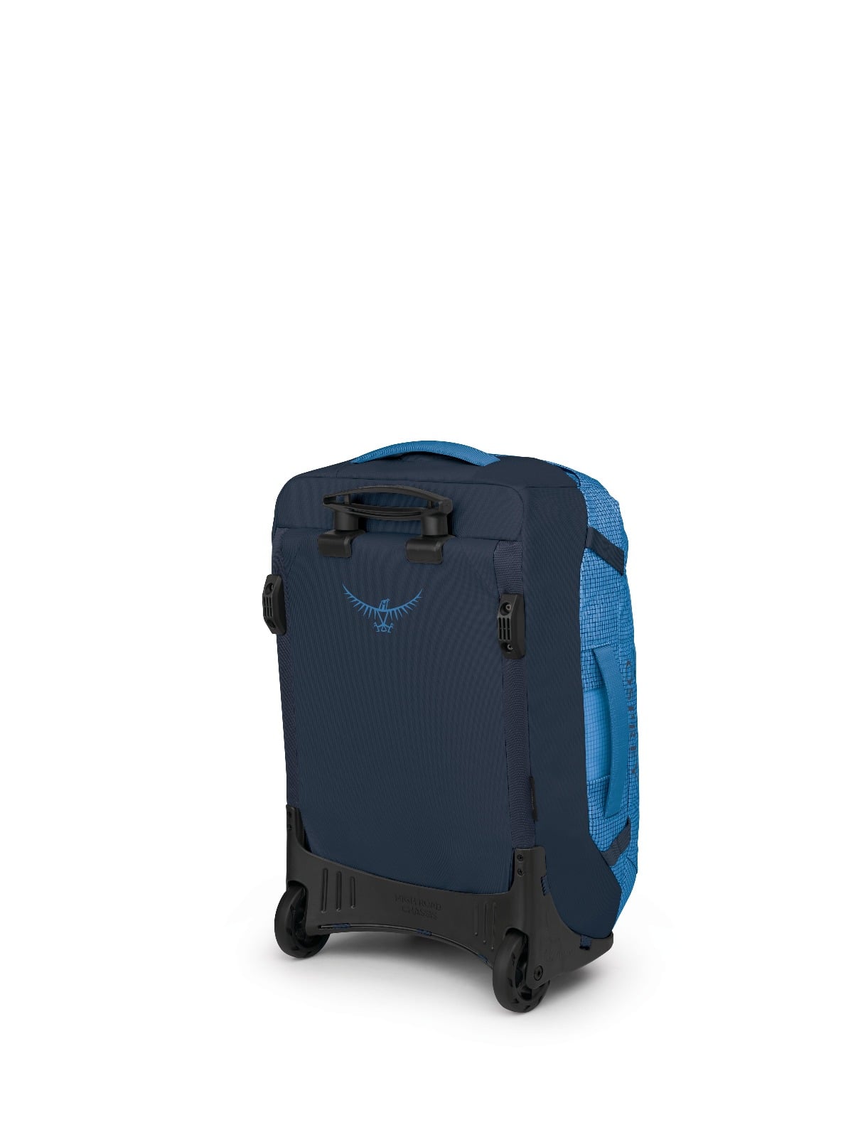 Osprey Transporter Wheeled Duffel 40L in Blue Flame / Nocturnal Blue — back view