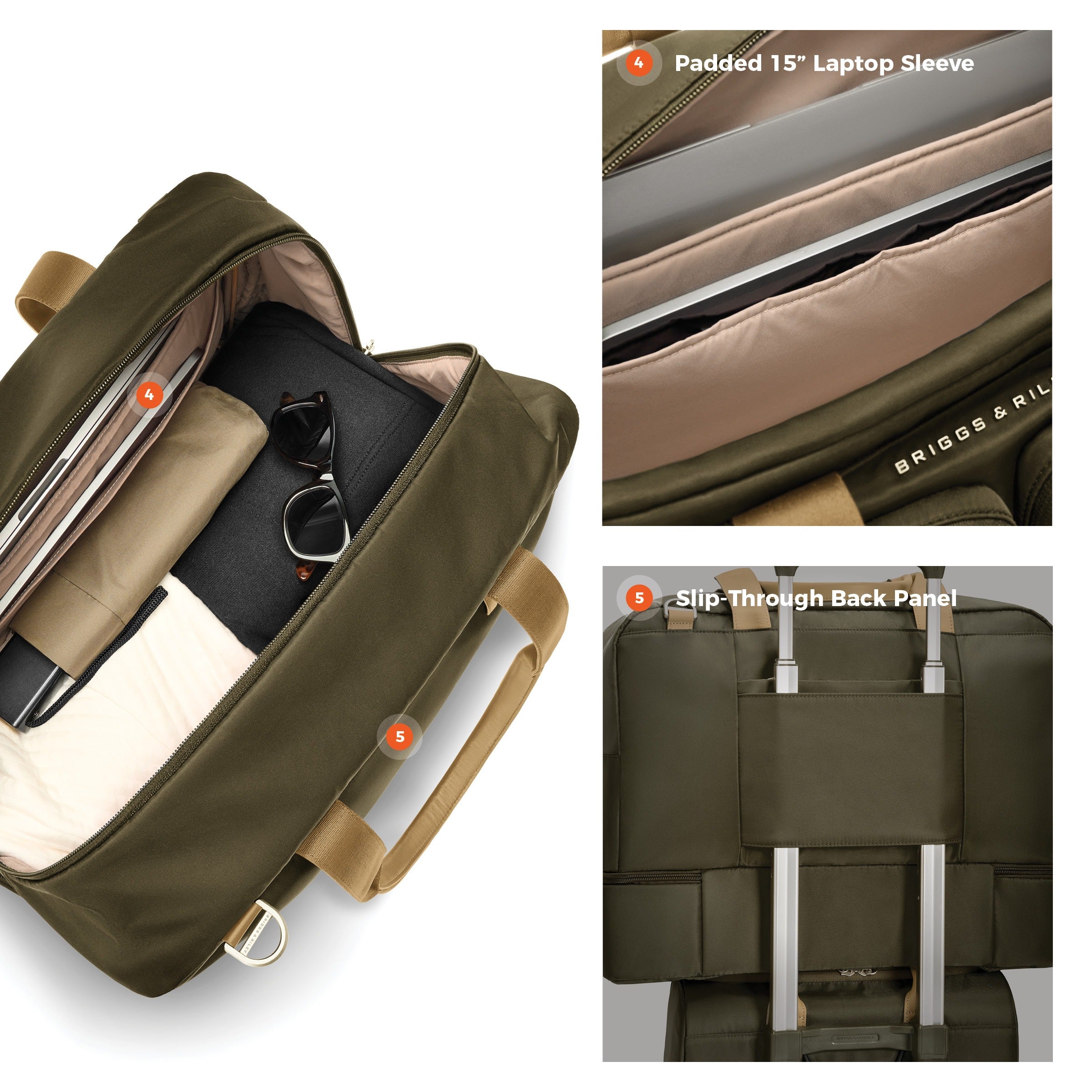 Briggs & Riley Rhapsody Weekender Tote in Olive — detail view 2 # color_Olive