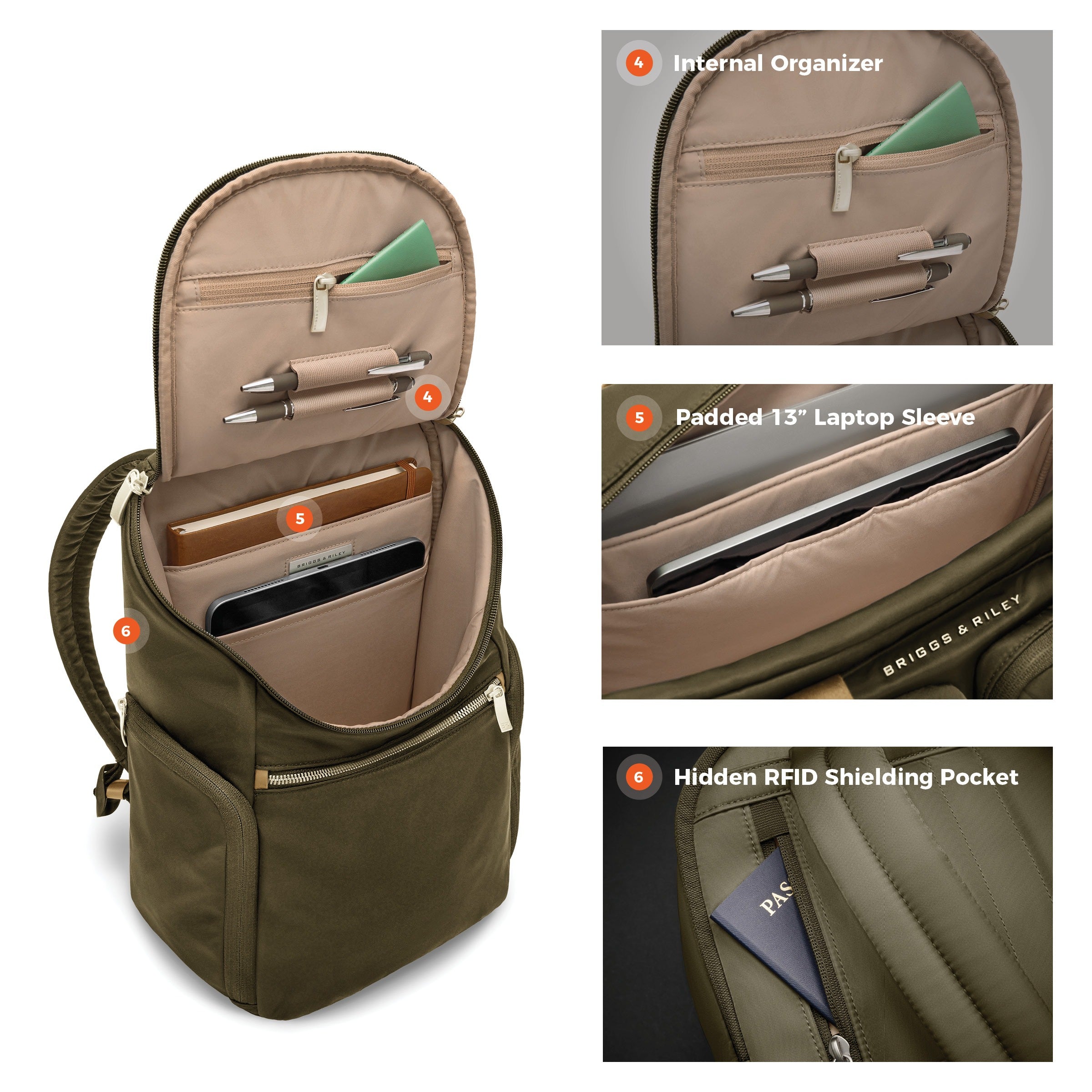 Briggs & Riley Rhapsody U-Zip Backpack - Olive