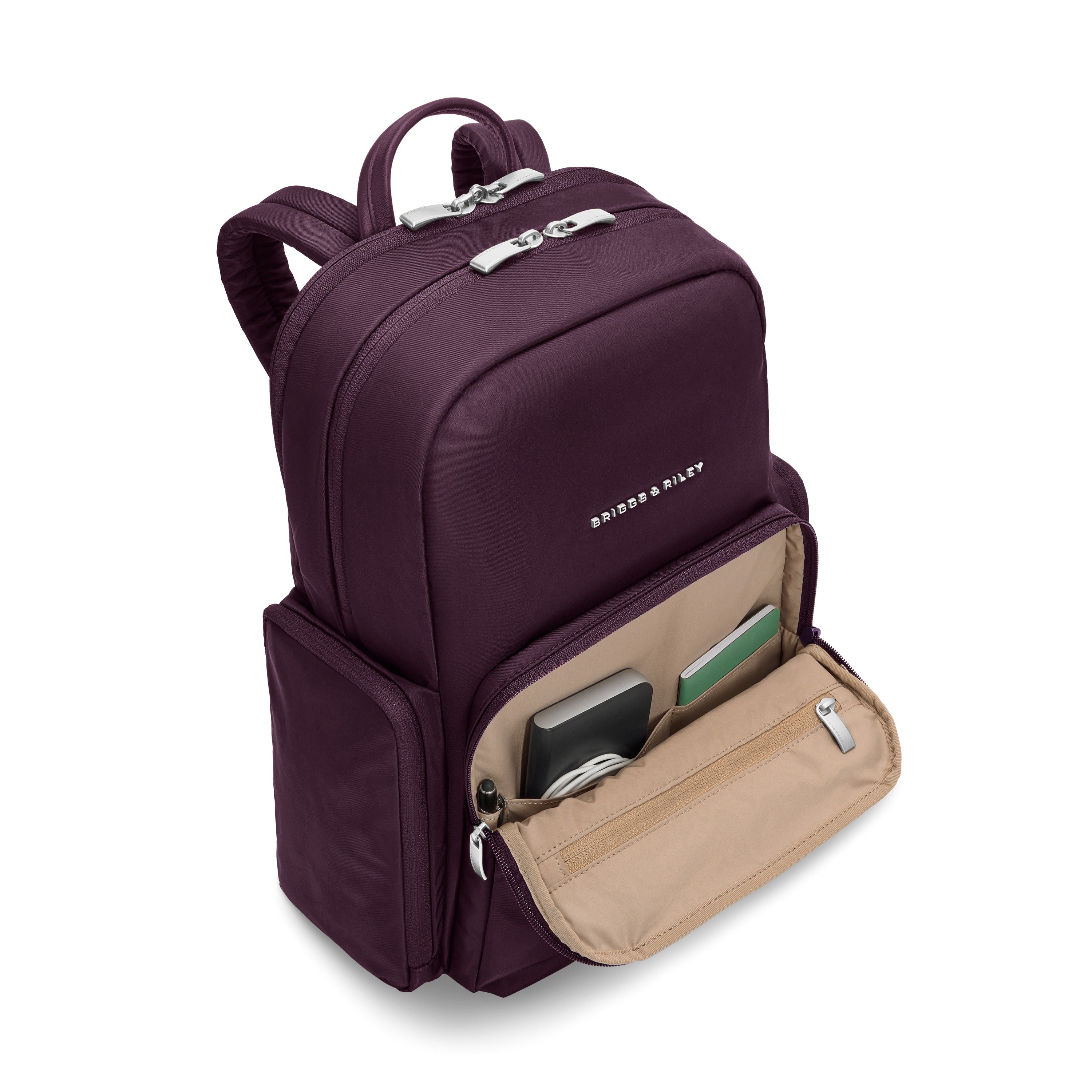 Briggs & Riley Rhapsody Medium Backpack in Plum — interior view 2 # color_Plum