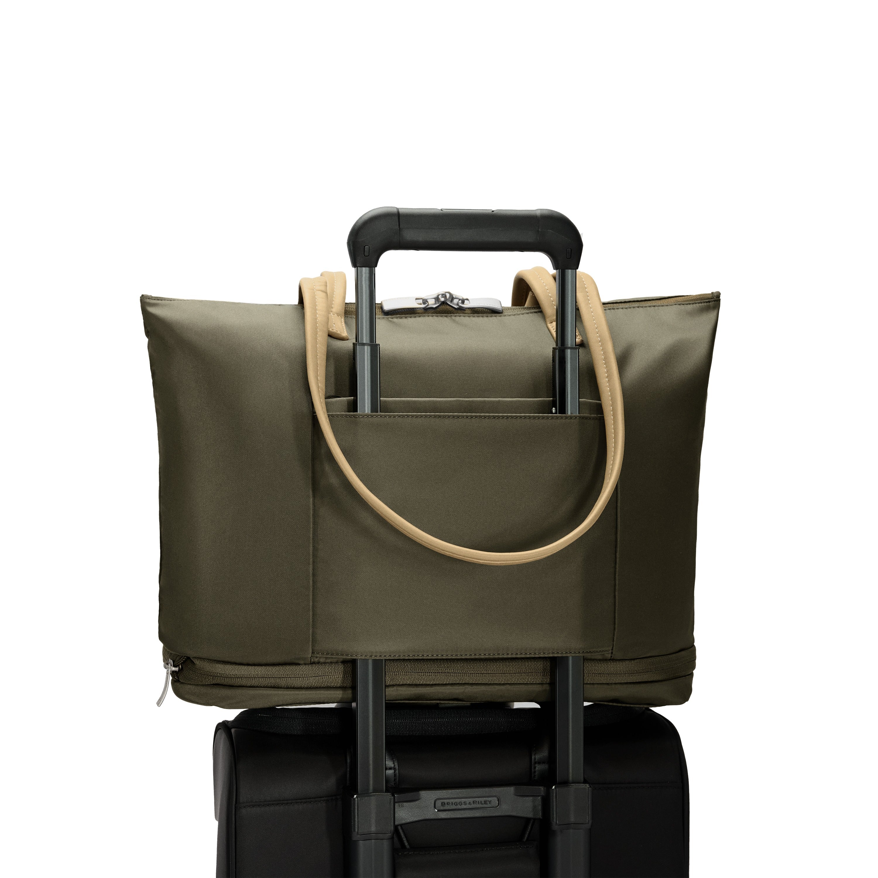 Briggs & Riley Rhapsody Expandable Tote in Olive — back view # color_Olive