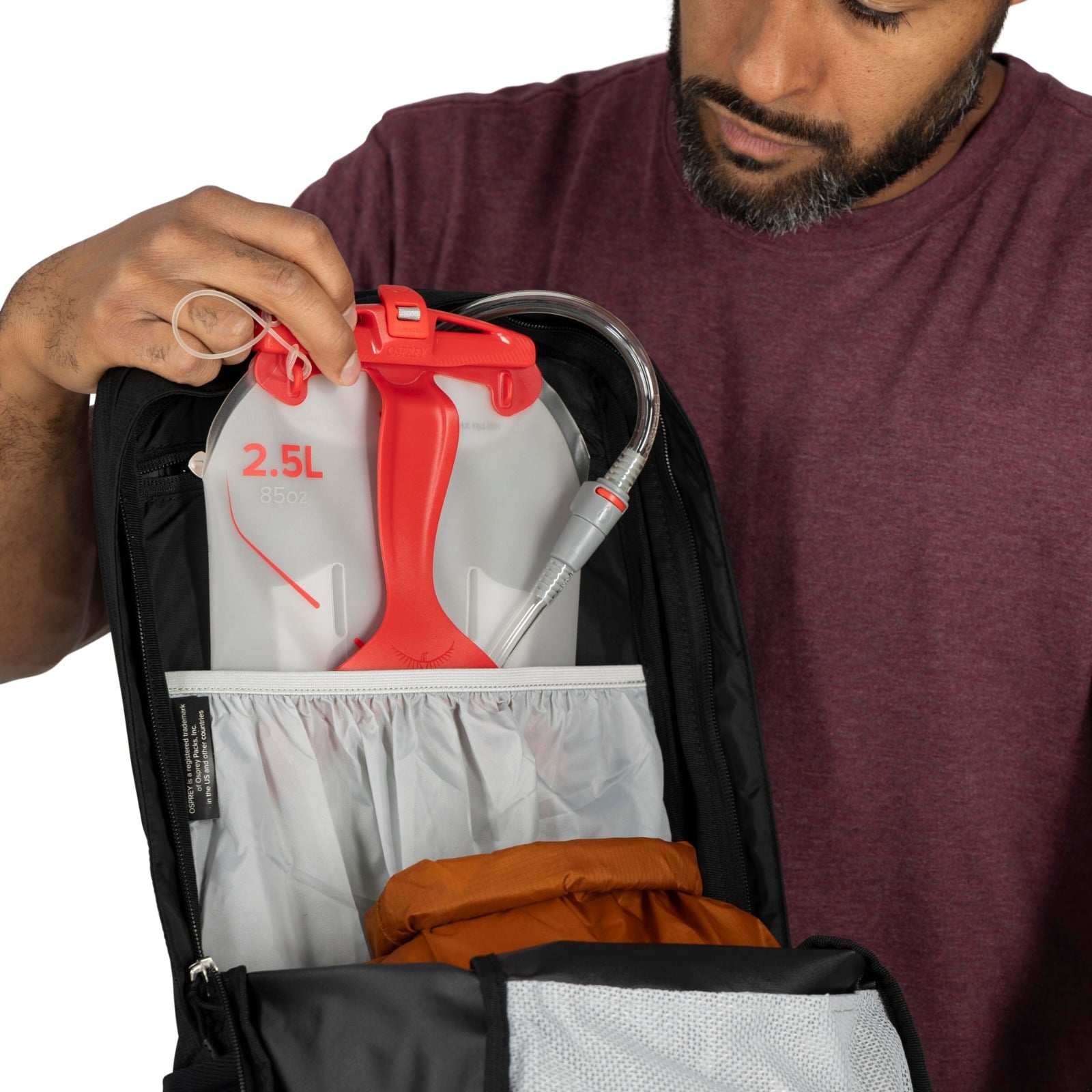 Osprey Talon 22 Hiking Backpack 22L in Black Coal Grey — interior view