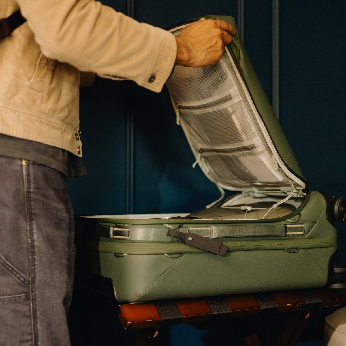Peak Design Roller Pro 34L in Sage — lifestyle 3