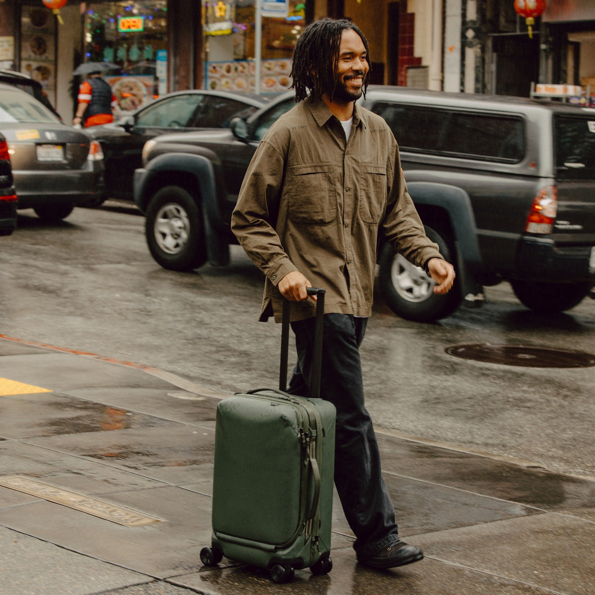 Peak Design Roller Pro 34L in Sage — lifestyle