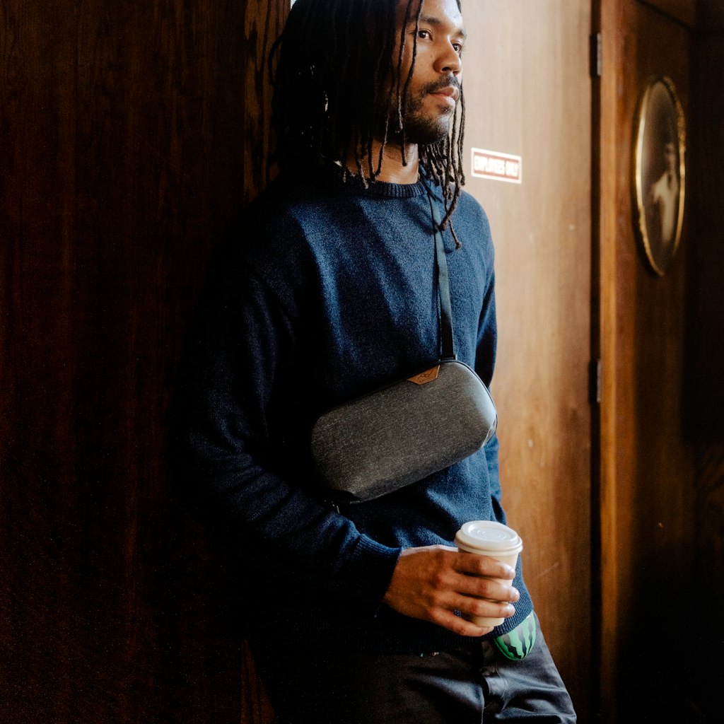 Peak Design Small Tech Pouch in Charcoal — lifestyle # color_Charcoal