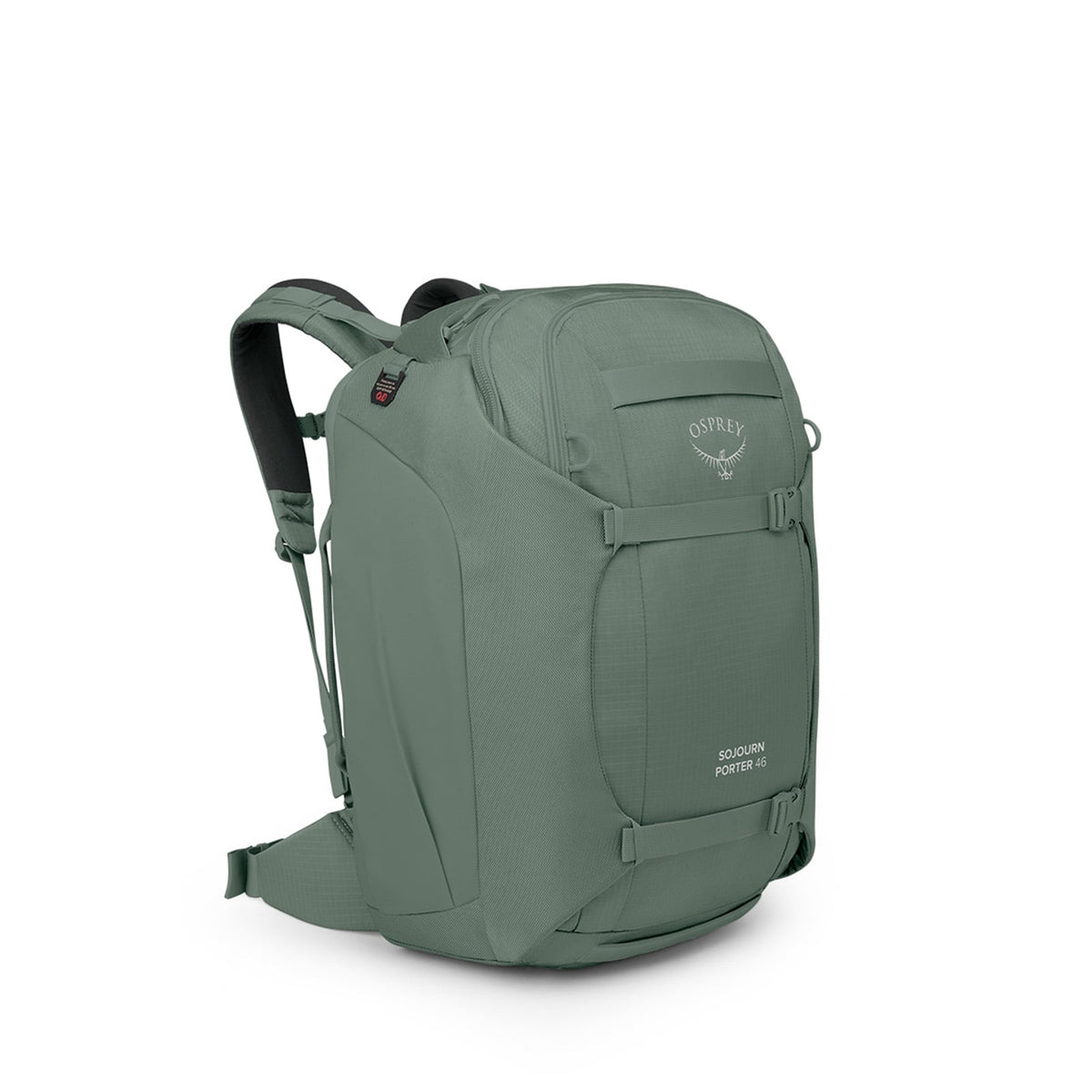Osprey Sojourn Porter Travel Pack-46L in Koseret Green — angle view 2 # color_Koseret Green