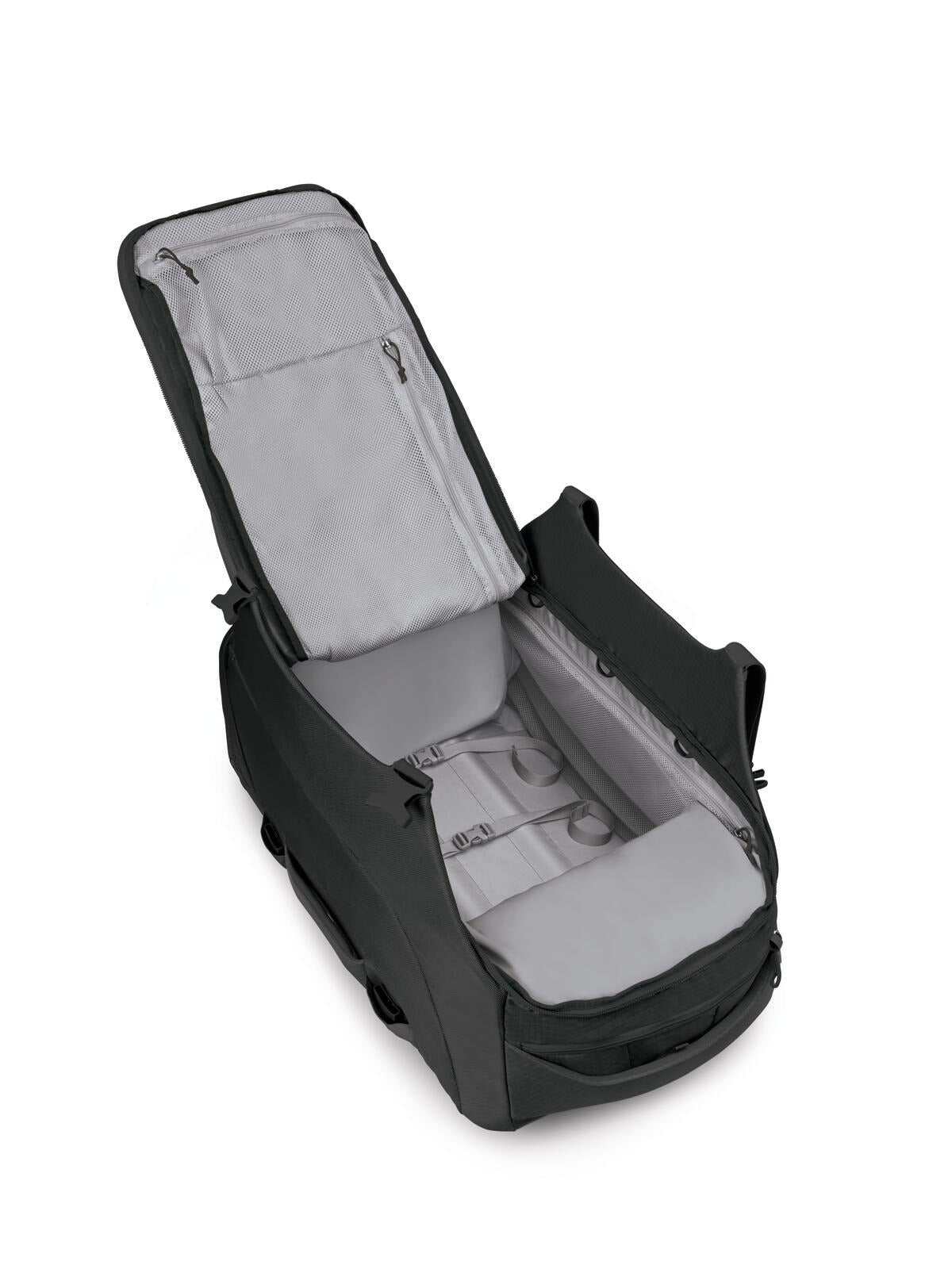Osprey Sojourn Shuttle Wheeled Duffel 30"/100L in Black — angle view 4