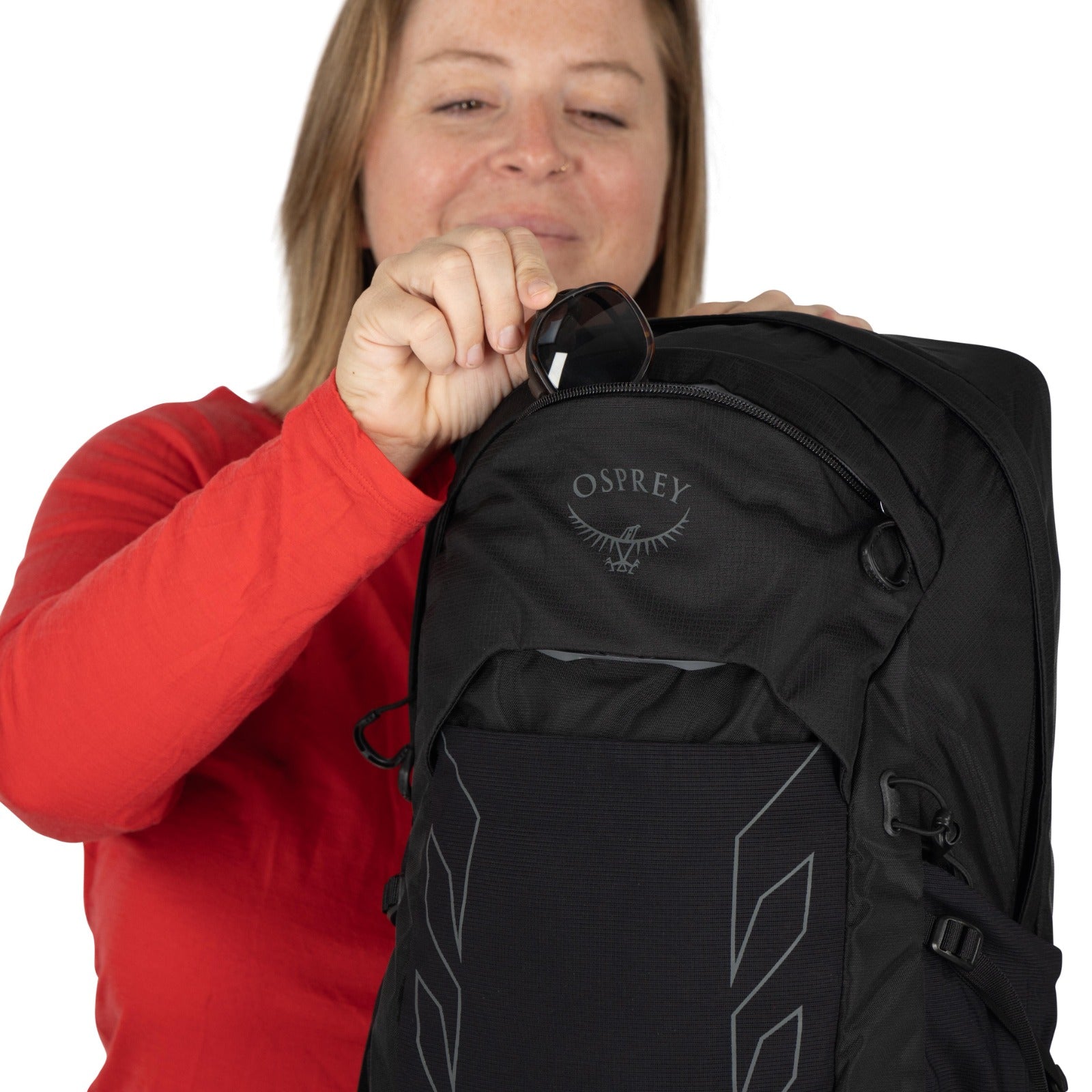 Osprey Tempest 22 Extended Fit Hiking Backpack 22L in Black/Coal Grey — detail view 8