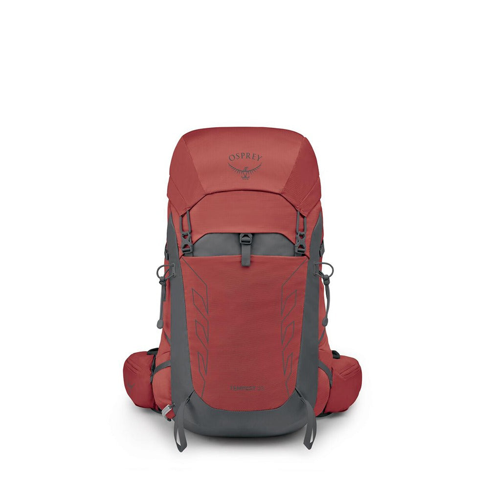 Osprey Tempest 33 Extended Fit Hiking Backpack 33L in Red Pampas/Coal Grey — front view