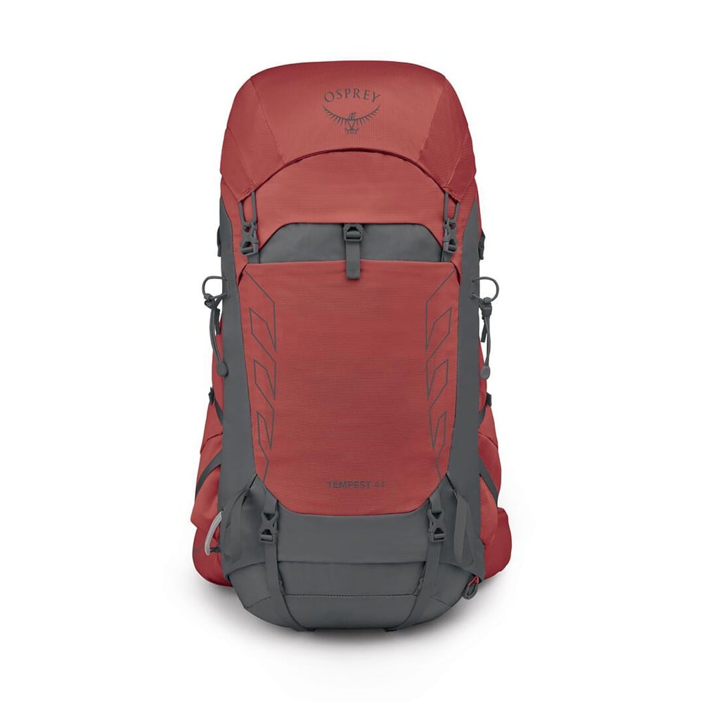 Osprey Tempest 44 Women's Hiking Backpack 44L in Red Pampas/Coal Grey — front view