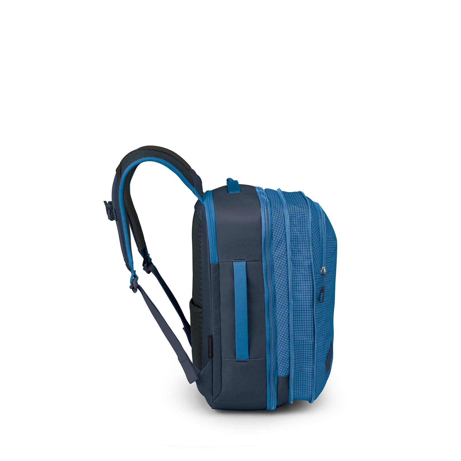 Osprey Transporter Expandable Travel Pack 26+6L in Blue Flame — angle view 4