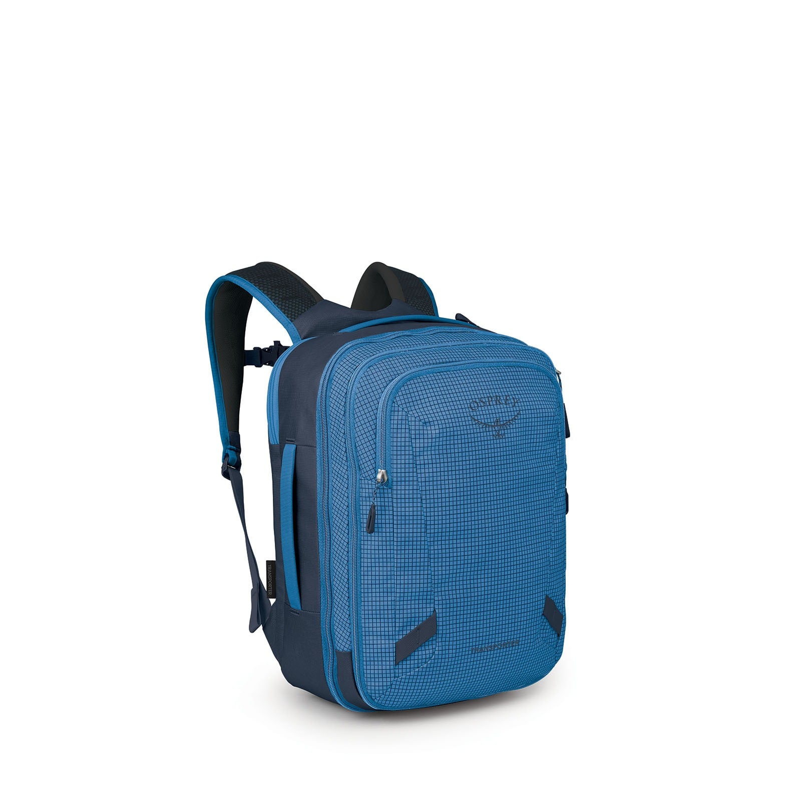 Osprey Transporter Expandable Travel Pack 26+6L in Blue Flame — angle view 2