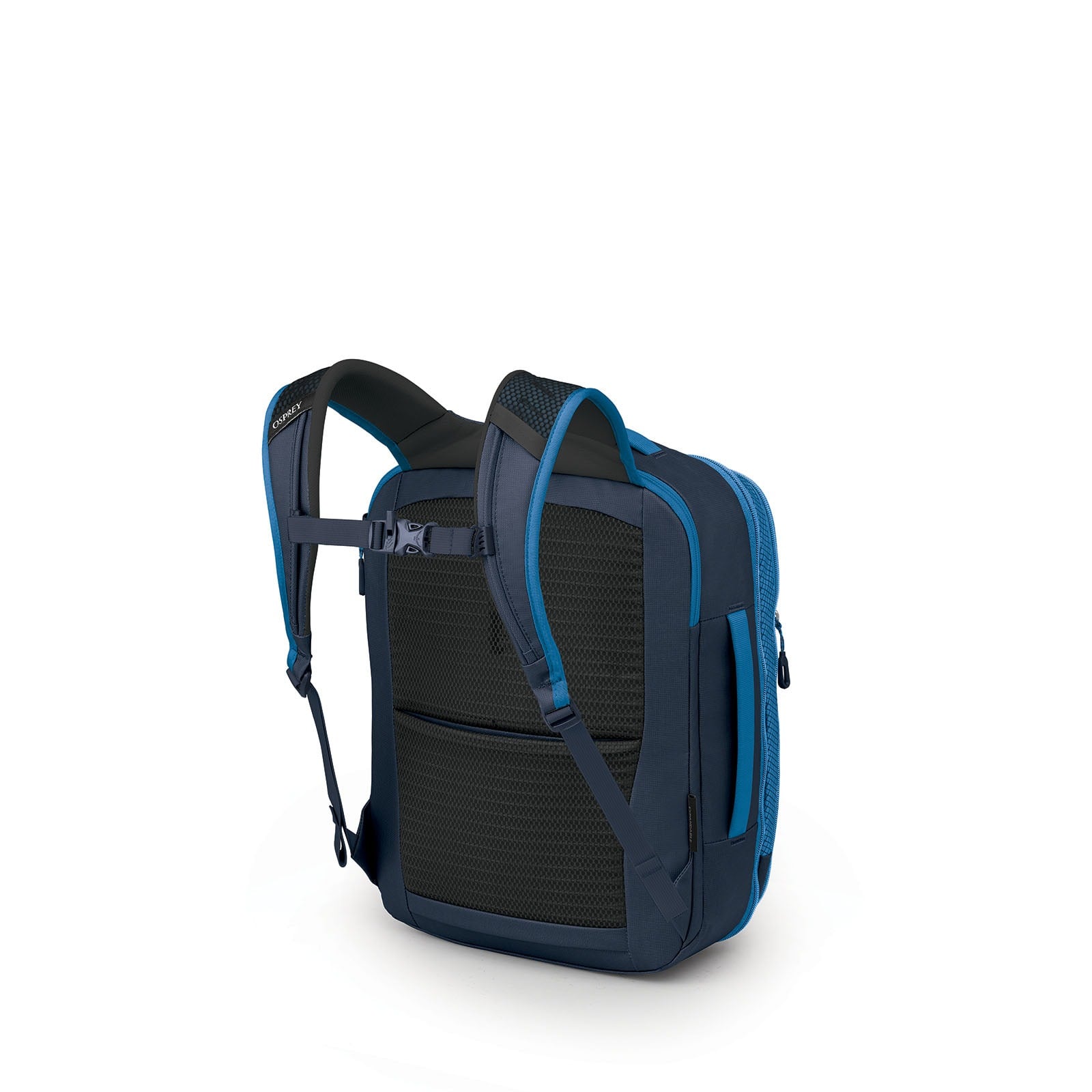 Osprey Transporter Expandable Travel Pack 26+6L in Blue Flame — angle view 3