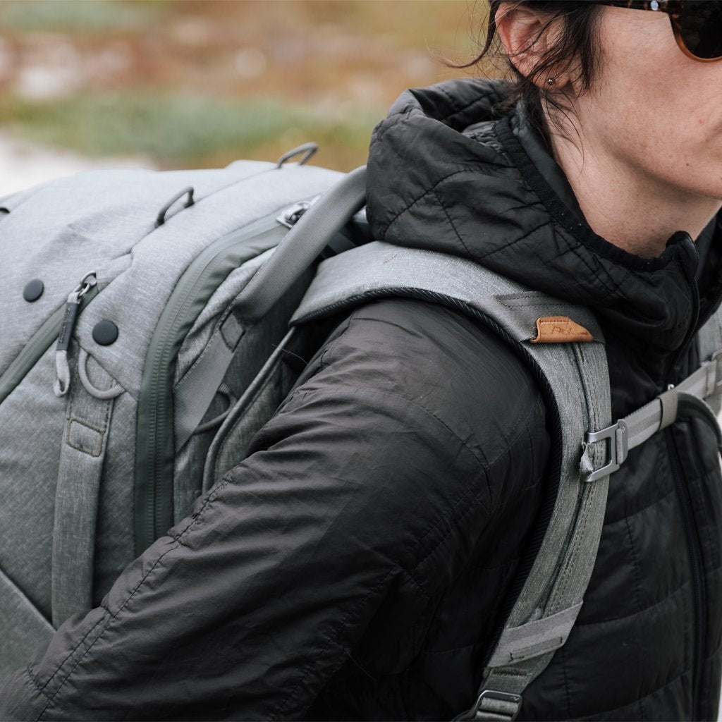 Peak Design Travel Backpack 45L - Sage in use