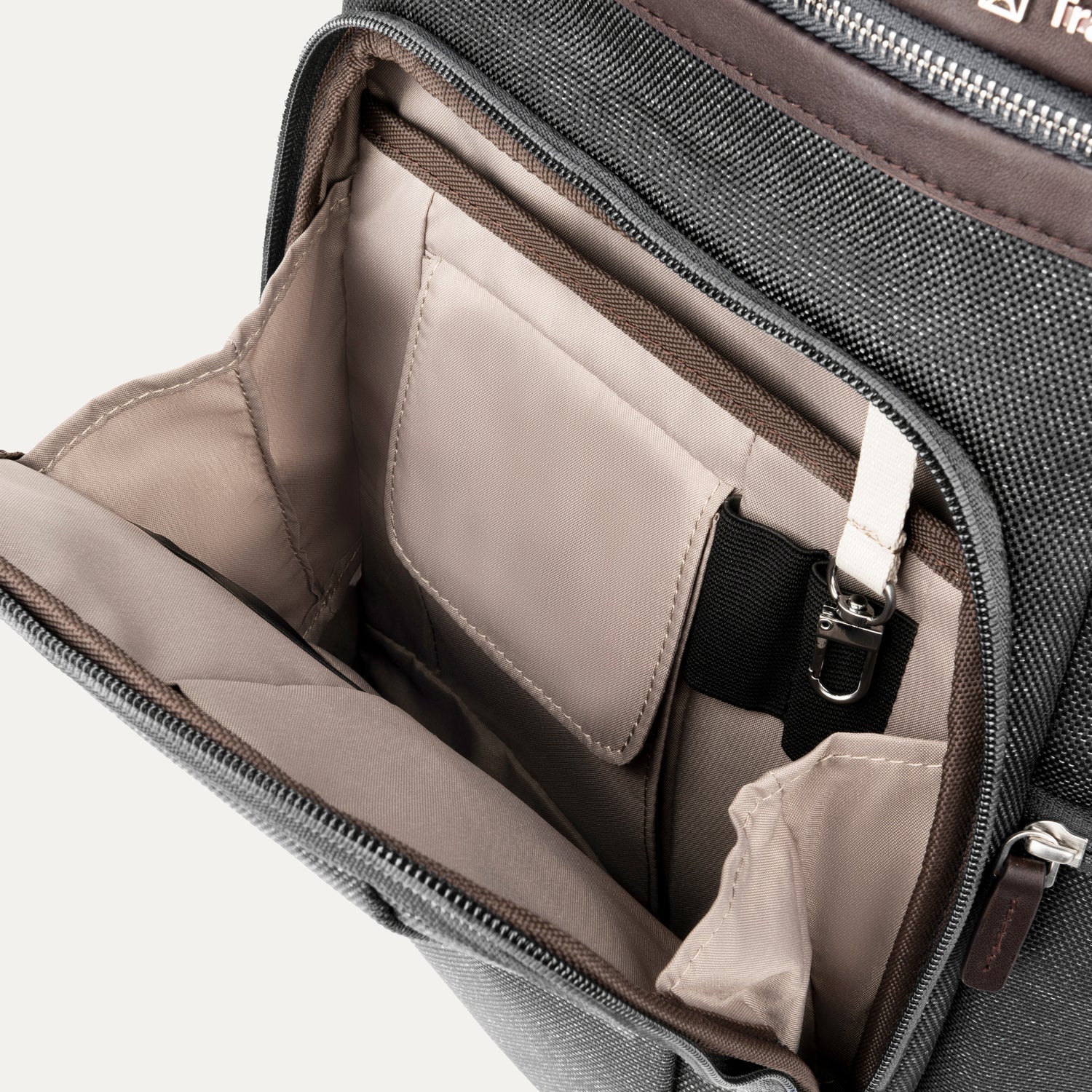 Travelpro Platinum Elite Business Backpack in Vintage Grey — interior view